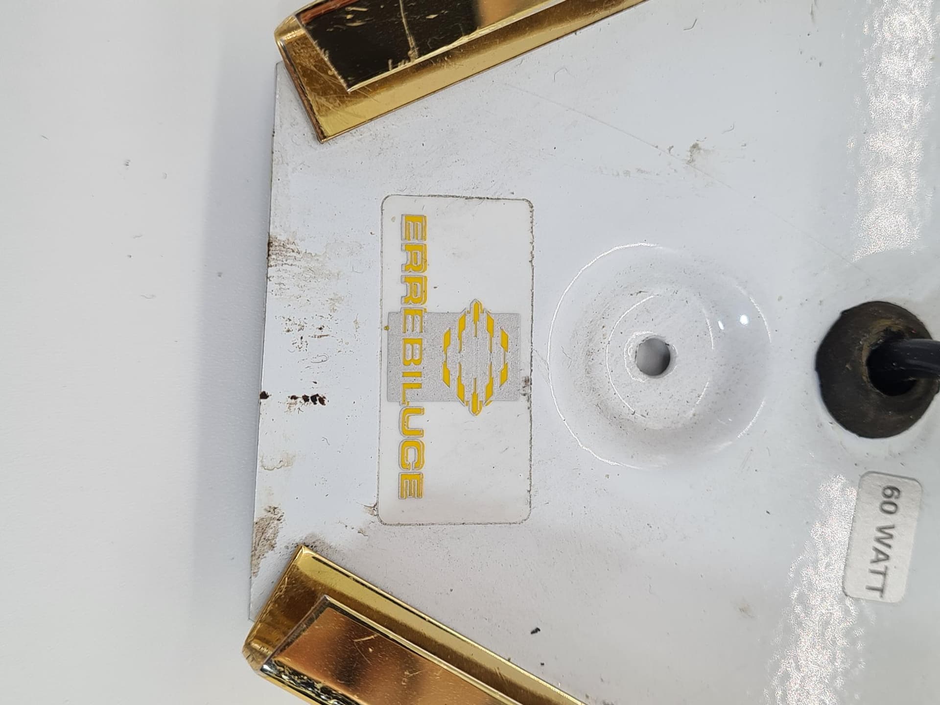 Lampa ścienna, matowe szkło białe, mosiądz, Errebi Luce, Włochy, lata 80. - 228717