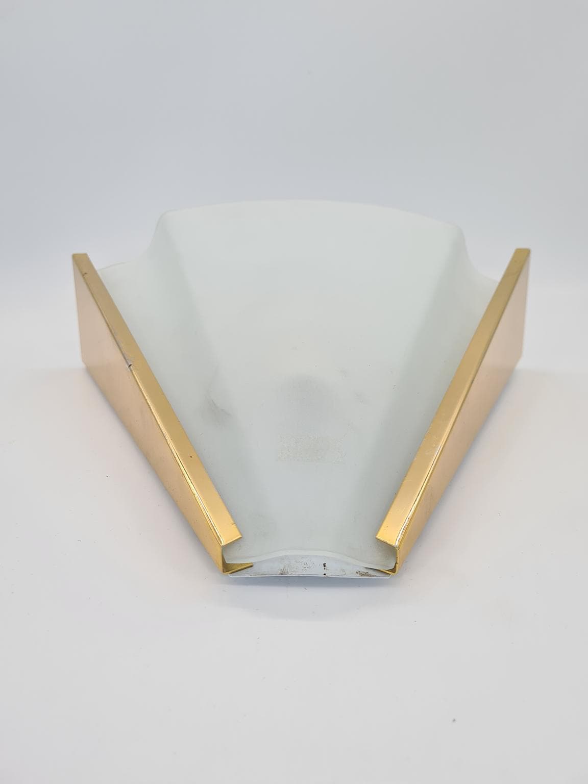 Lampa ścienna, matowe szkło białe, mosiądz, Errebi Luce, Włochy, lata 80. - 228712