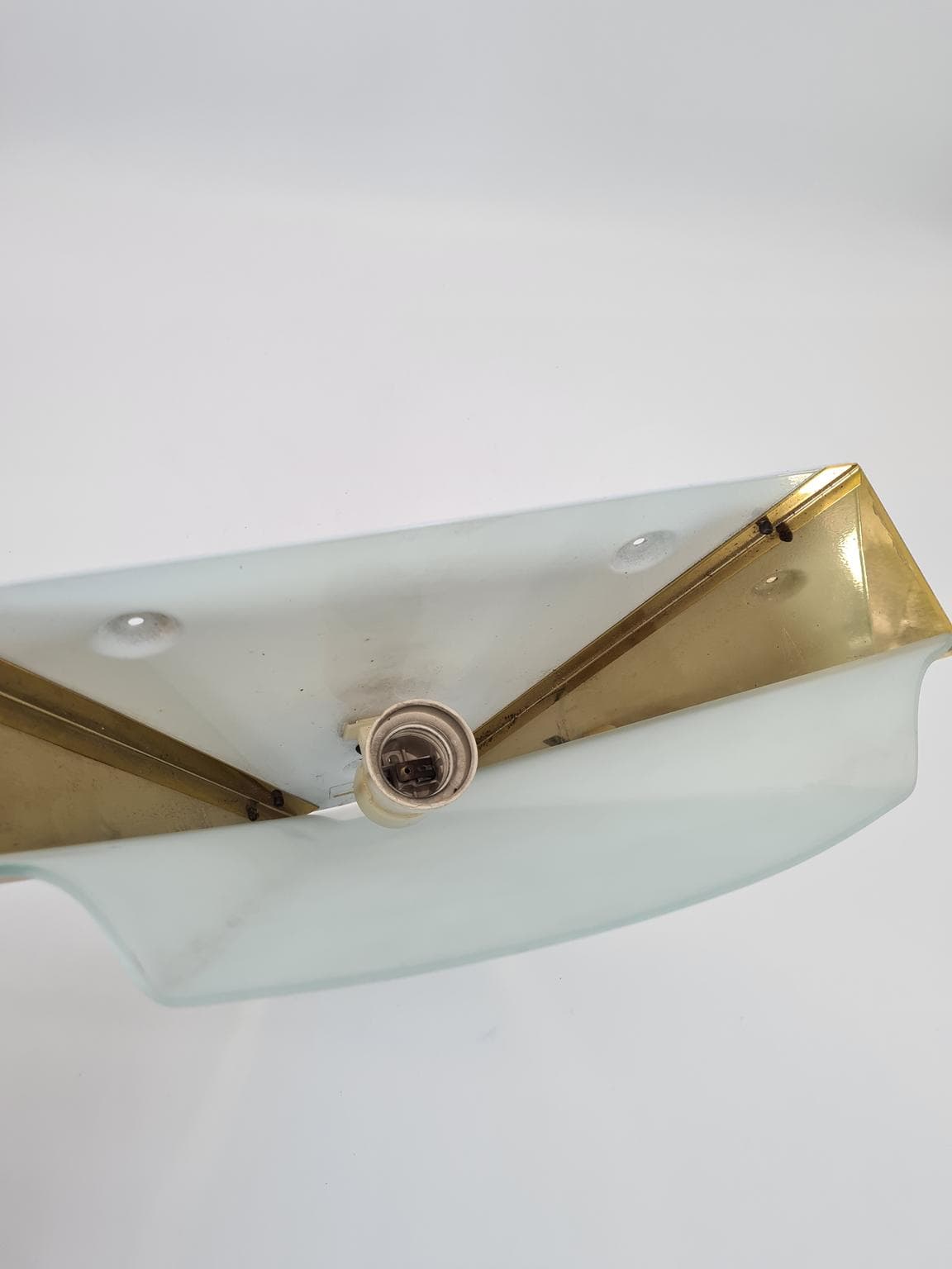 Lampa ścienna, matowe szkło białe, mosiądz, Errebi Luce, Włochy, lata 80. - 228713