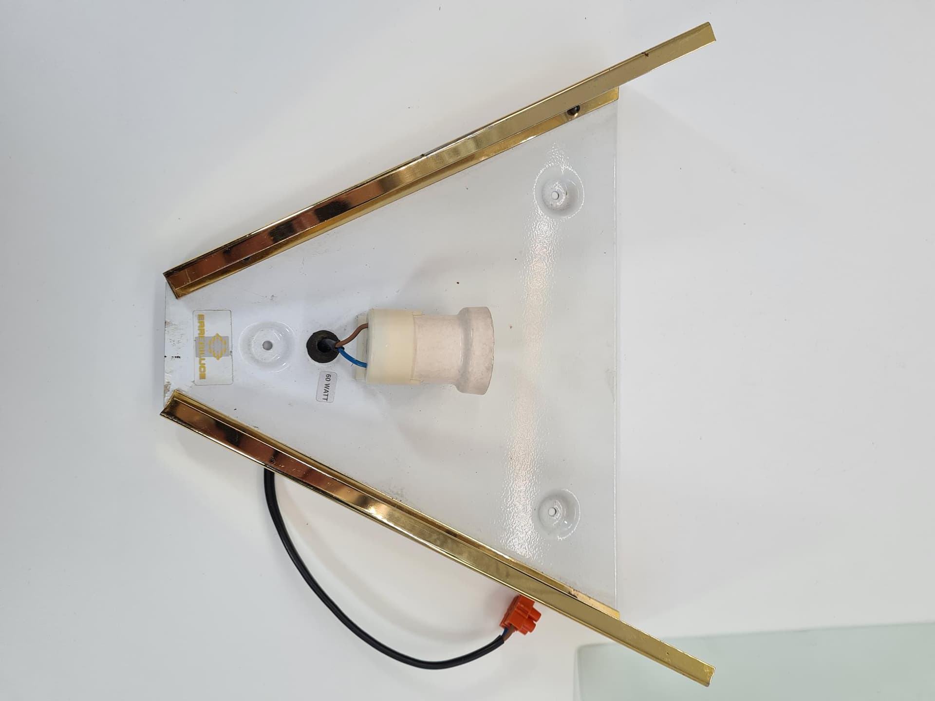 Lampa ścienna, matowe szkło białe, mosiądz, Errebi Luce, Włochy, lata 80. - 228716