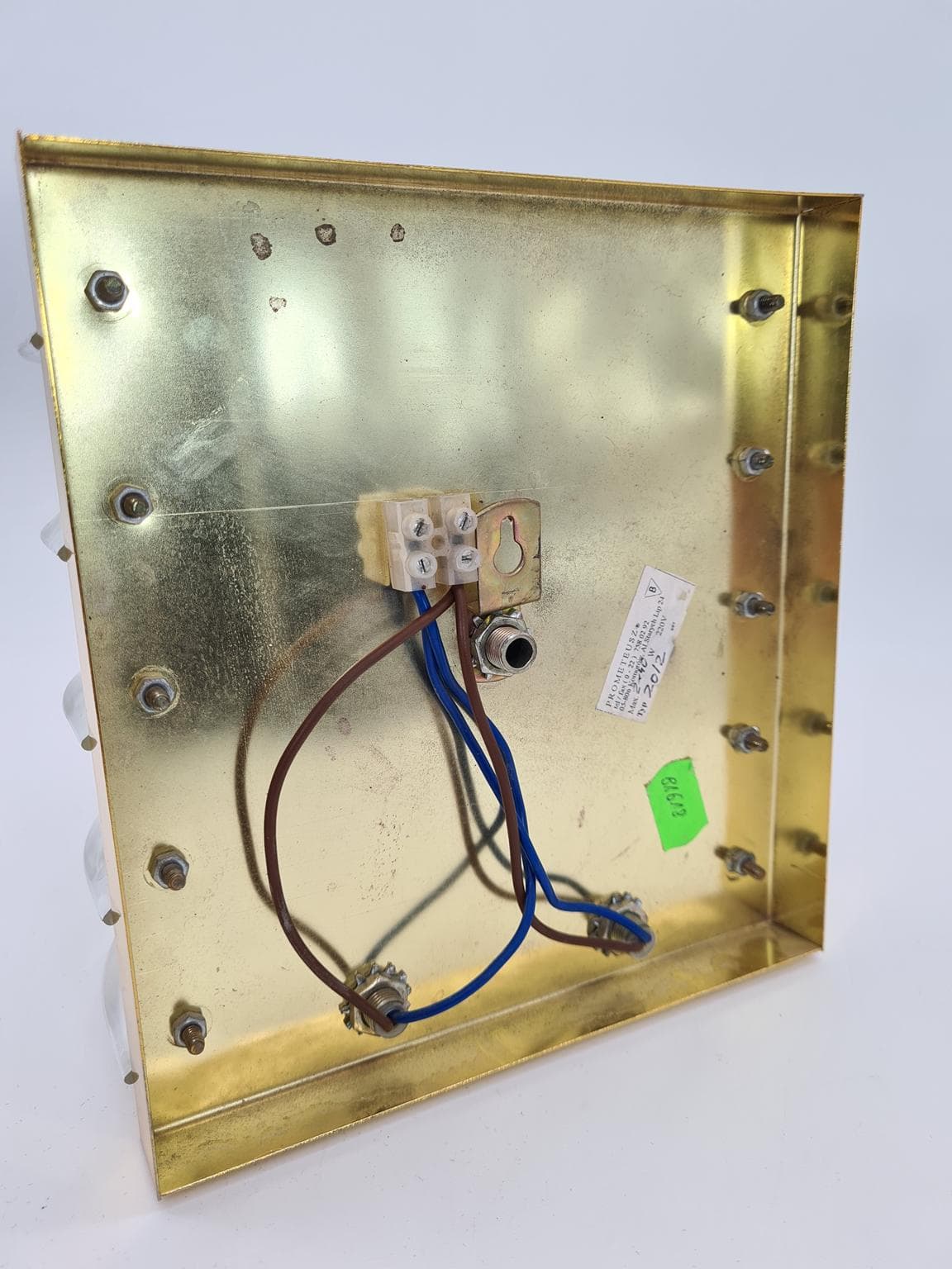 Kinkiet Prometeusz, mosiądz złoty, akryl transparentny, Prometeusz, Polska, lata 80. - 228728