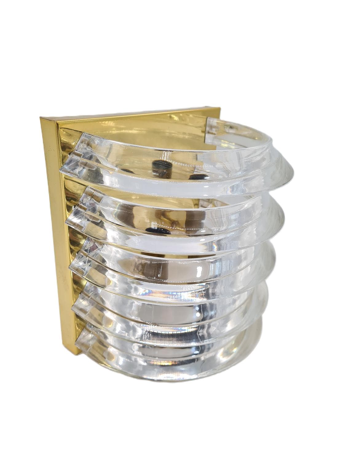 Kinkiet Prometeusz, mosiądz złoty, akryl transparentny, Prometeusz, Polska, lata 80.