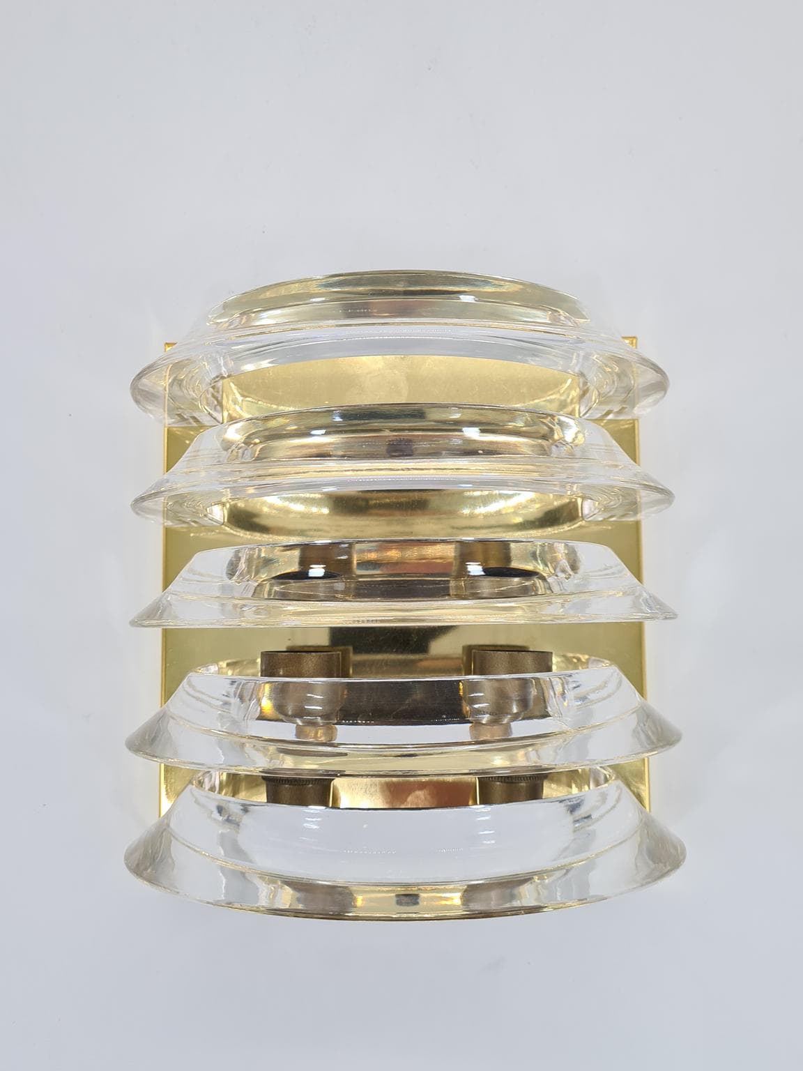 Kinkiet Prometeusz, mosiądz złoty, akryl transparentny, Prometeusz, Polska, lata 80. - 228722