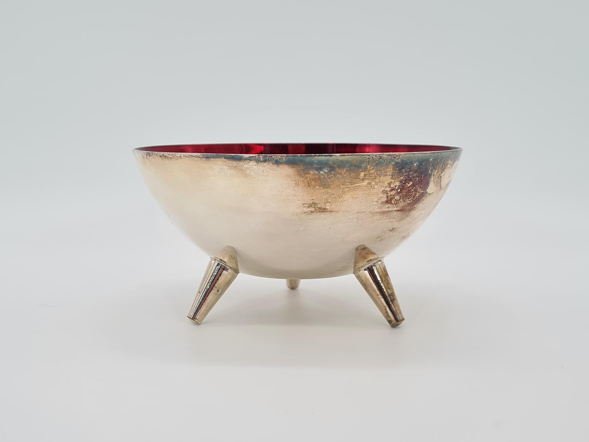 Misa dekoracyjna, rubinowe szkło, posrebrzany metal, Salvi-Plet, Szwecja, lata 60. - 228859