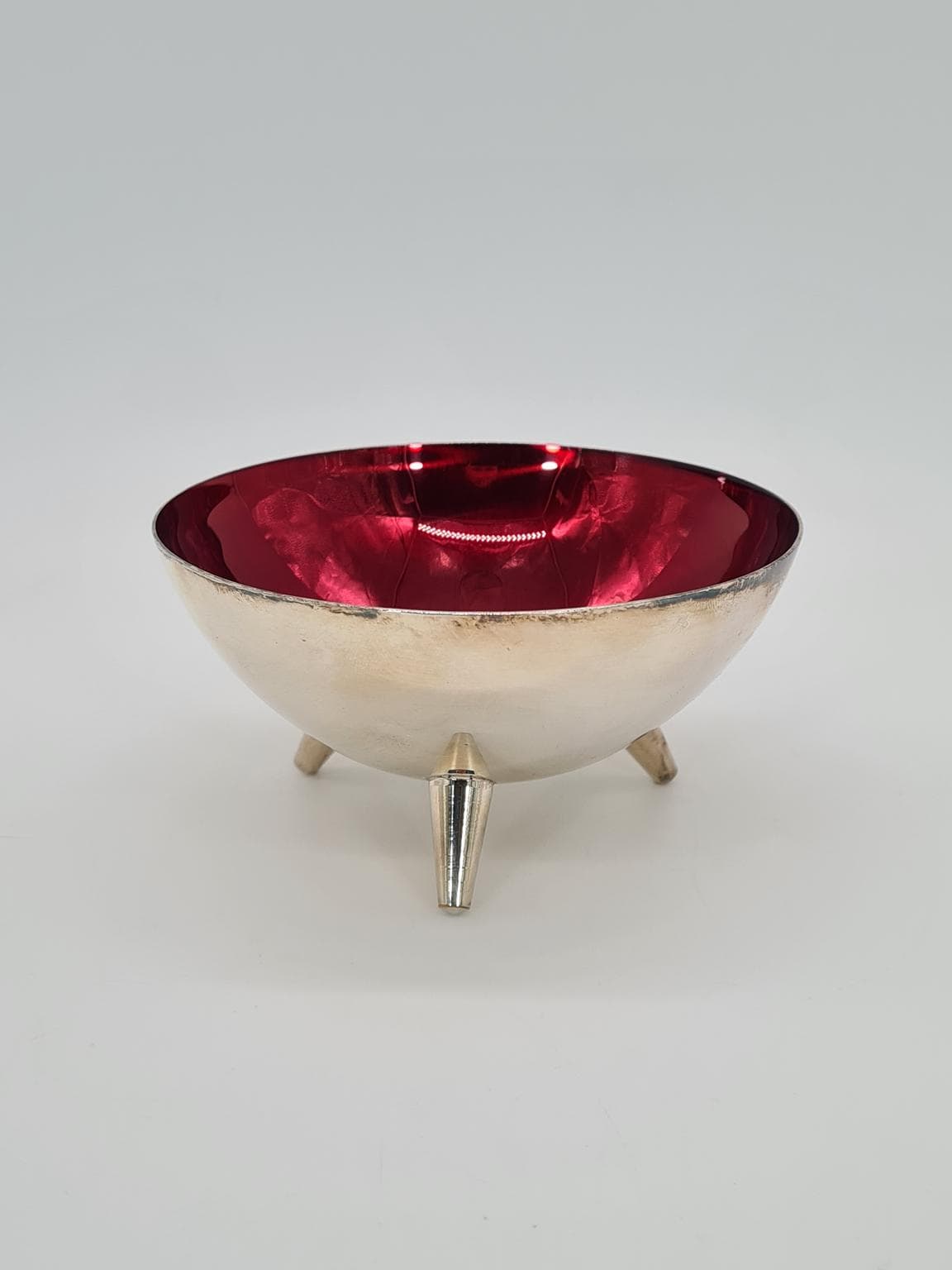 Misa dekoracyjna, rubinowe szkło, posrebrzany metal, Salvi-Plet, Szwecja, lata 60. - 228856