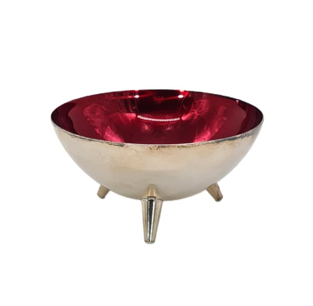 Misa dekoracyjna, rubinowe szkło, posrebrzany metal, Salvi-Plet, Szwecja, lata 60. - WYMIARY