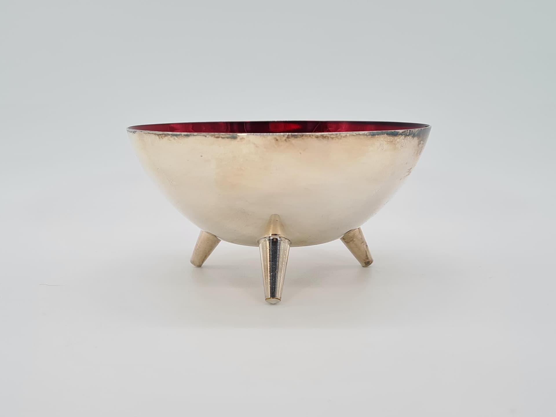 Misa dekoracyjna, rubinowe szkło, posrebrzany metal, Salvi-Plet, Szwecja, lata 60. - 228858