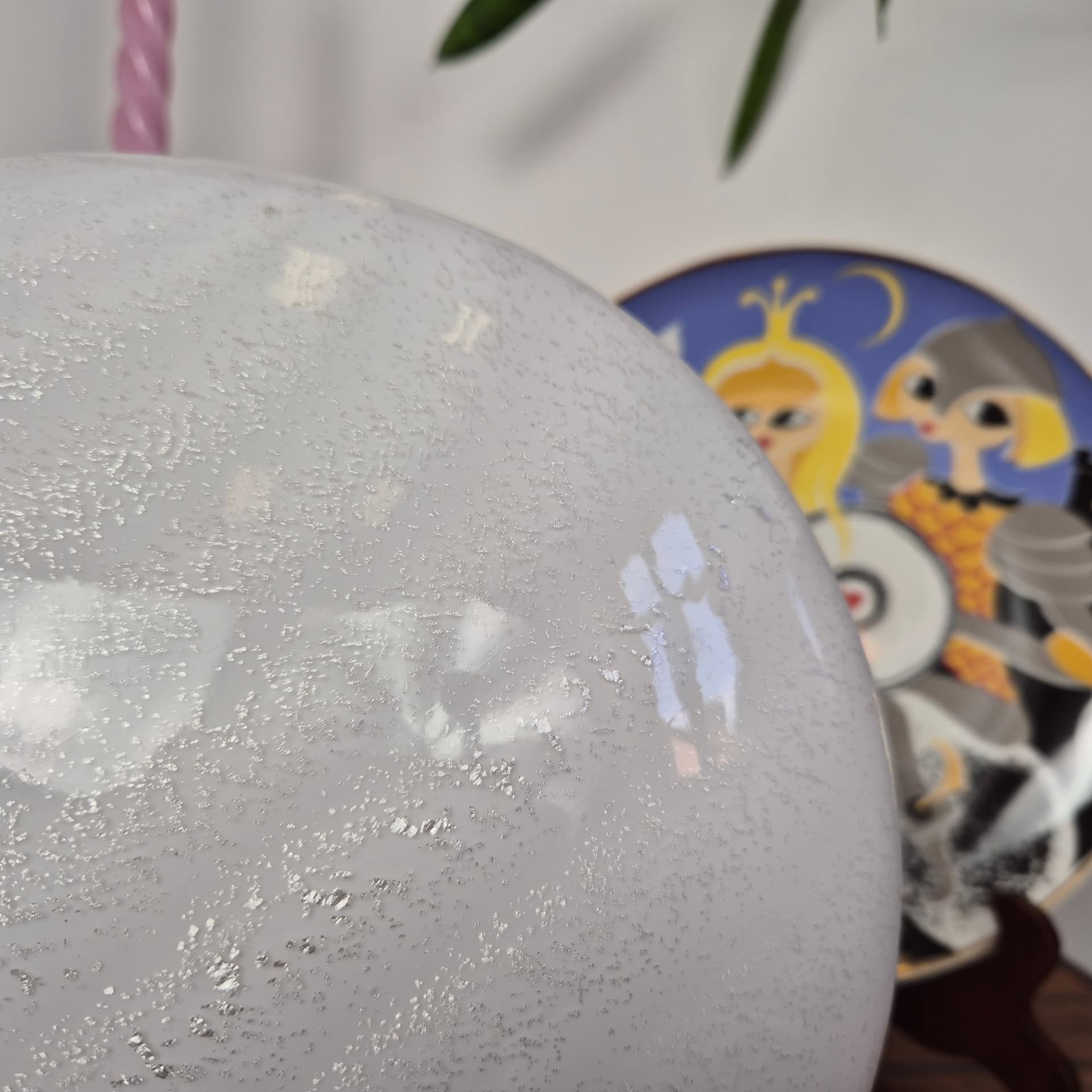 Lampa stołowa Murano, biały, szkło, Włochy, lata 70. - 228945