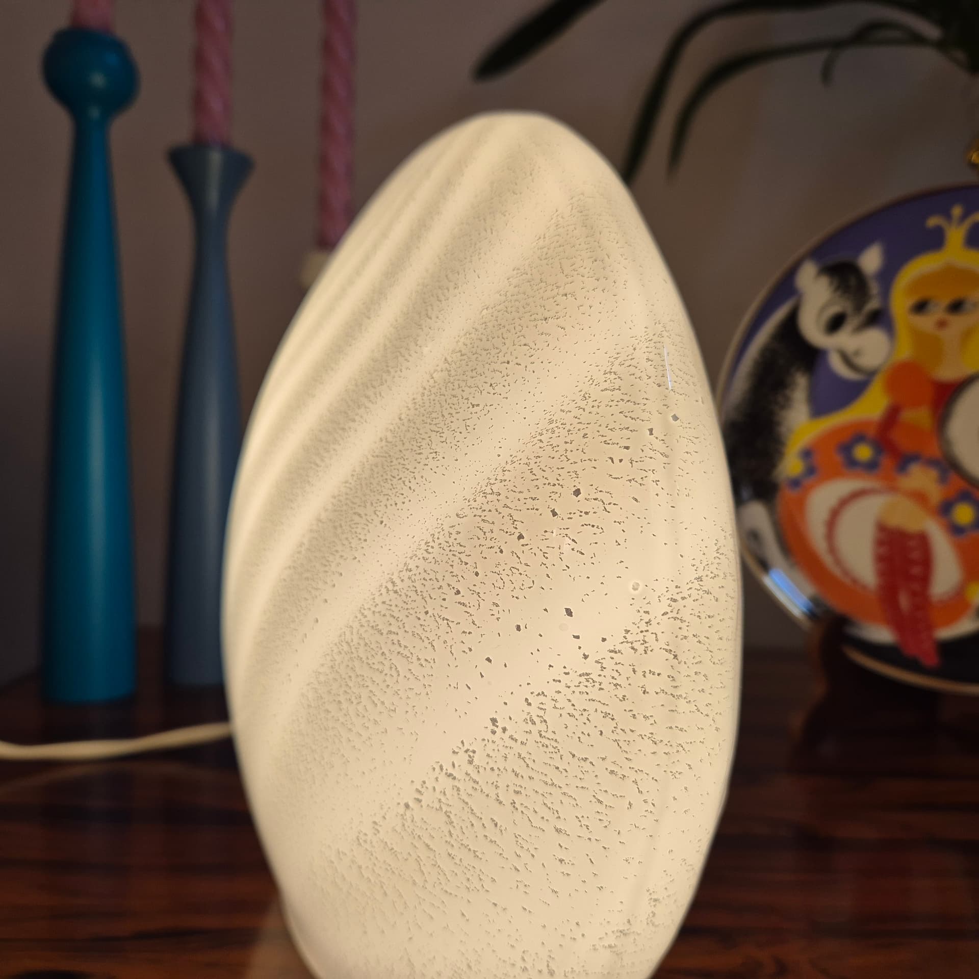 Lampa stołowa Murano, biały, szkło, Włochy, lata 70. - 228950