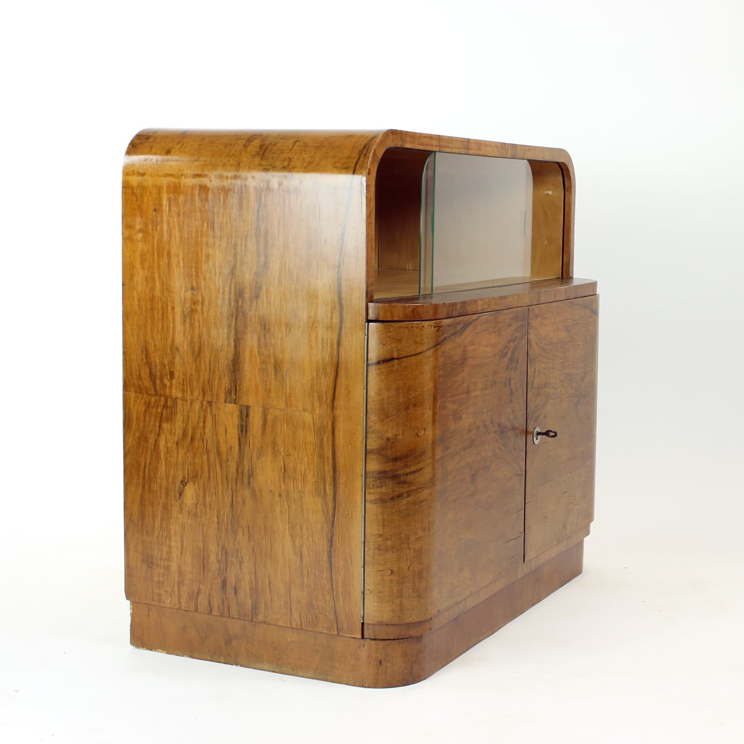 Sideboard Art Deco, brown, walnut, glass, Czechoslovakia, 1930s. - 228964