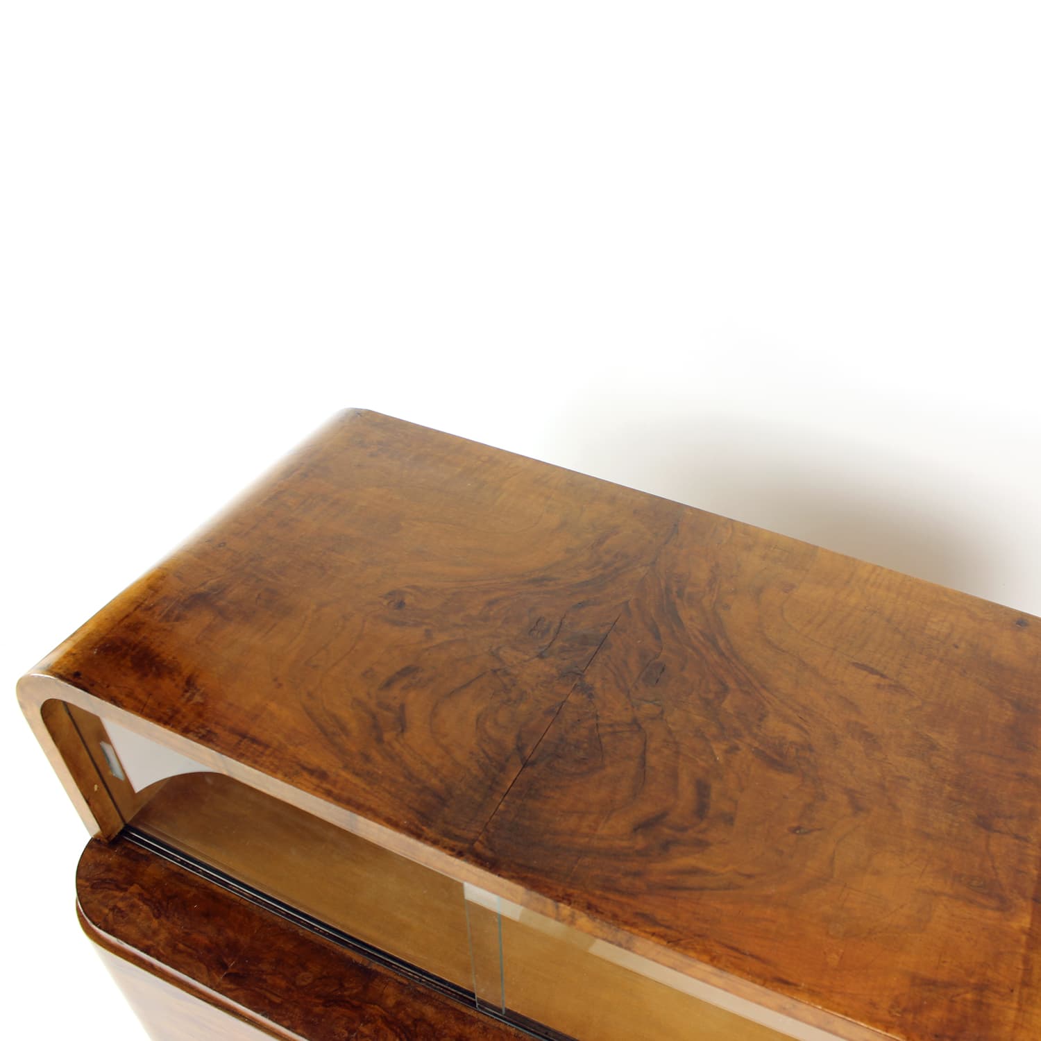 Sideboard Art Deco, brown, walnut, glass, Czechoslovakia, 1930s. - 228958