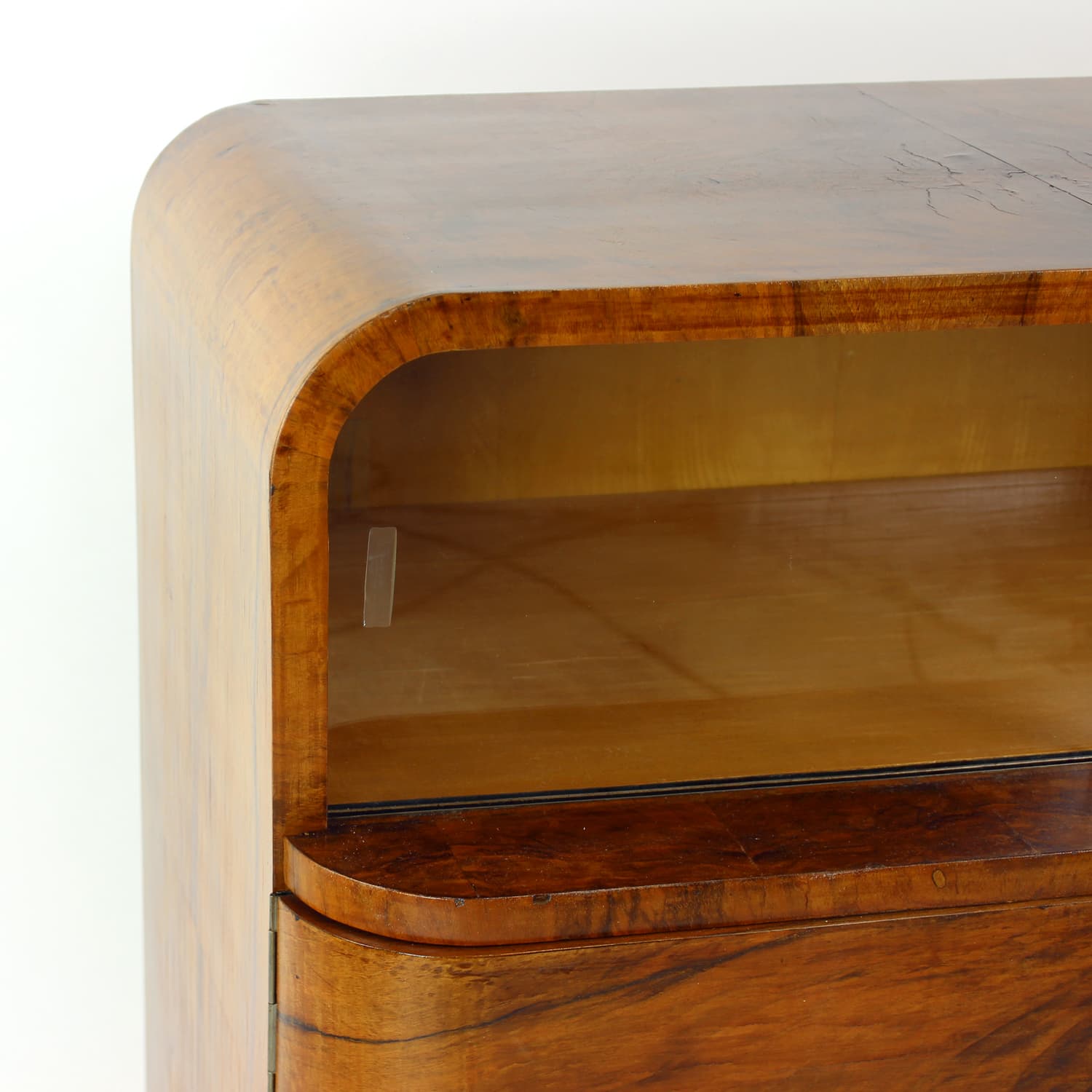 Sideboard Art Deco, brown, walnut, glass, Czechoslovakia, 1930s. - 228957