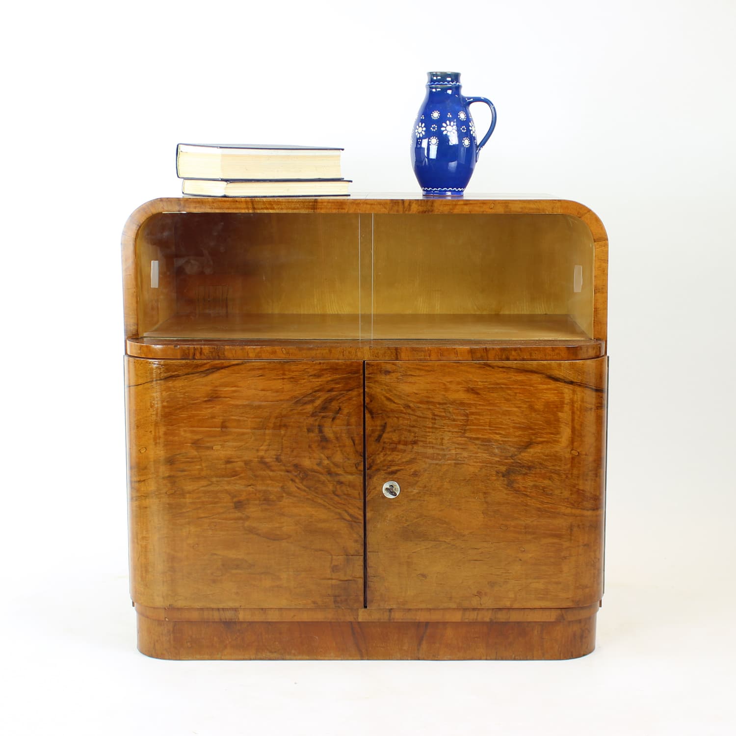 Sideboard Art Deco, brown, walnut, glass, Czechoslovakia, 1930s. - 228954