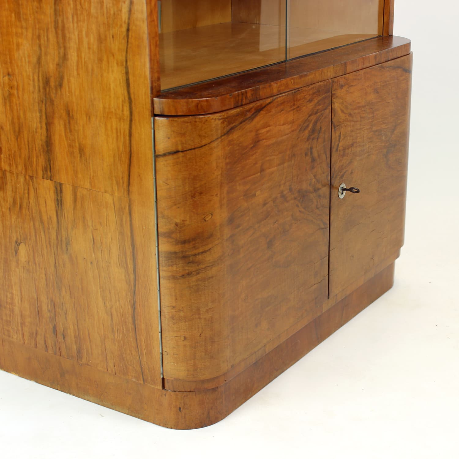Sideboard Art Deco, brown, walnut, glass, Czechoslovakia, 1930s. - 228966