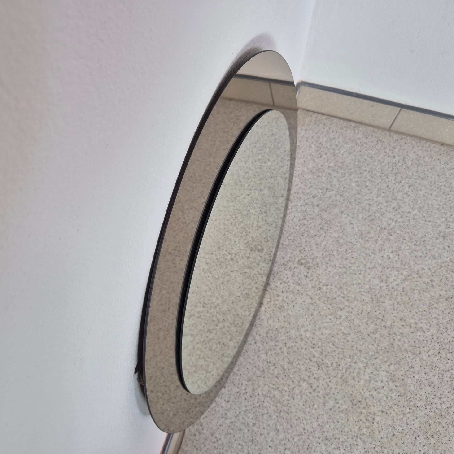 Wall mirror, grey glass, by A. Lupi, Luxor Cristal, Italy, 1980s. - 229002