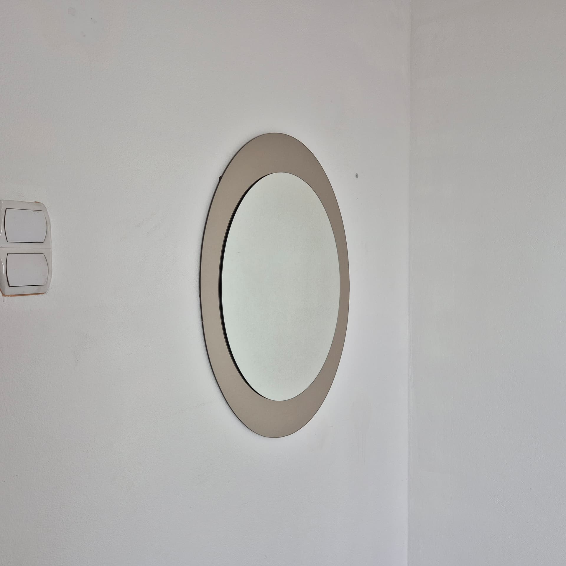 Wall mirror, grey glass, by A. Lupi, Luxor Cristal, Italy, 1980s. - 228997