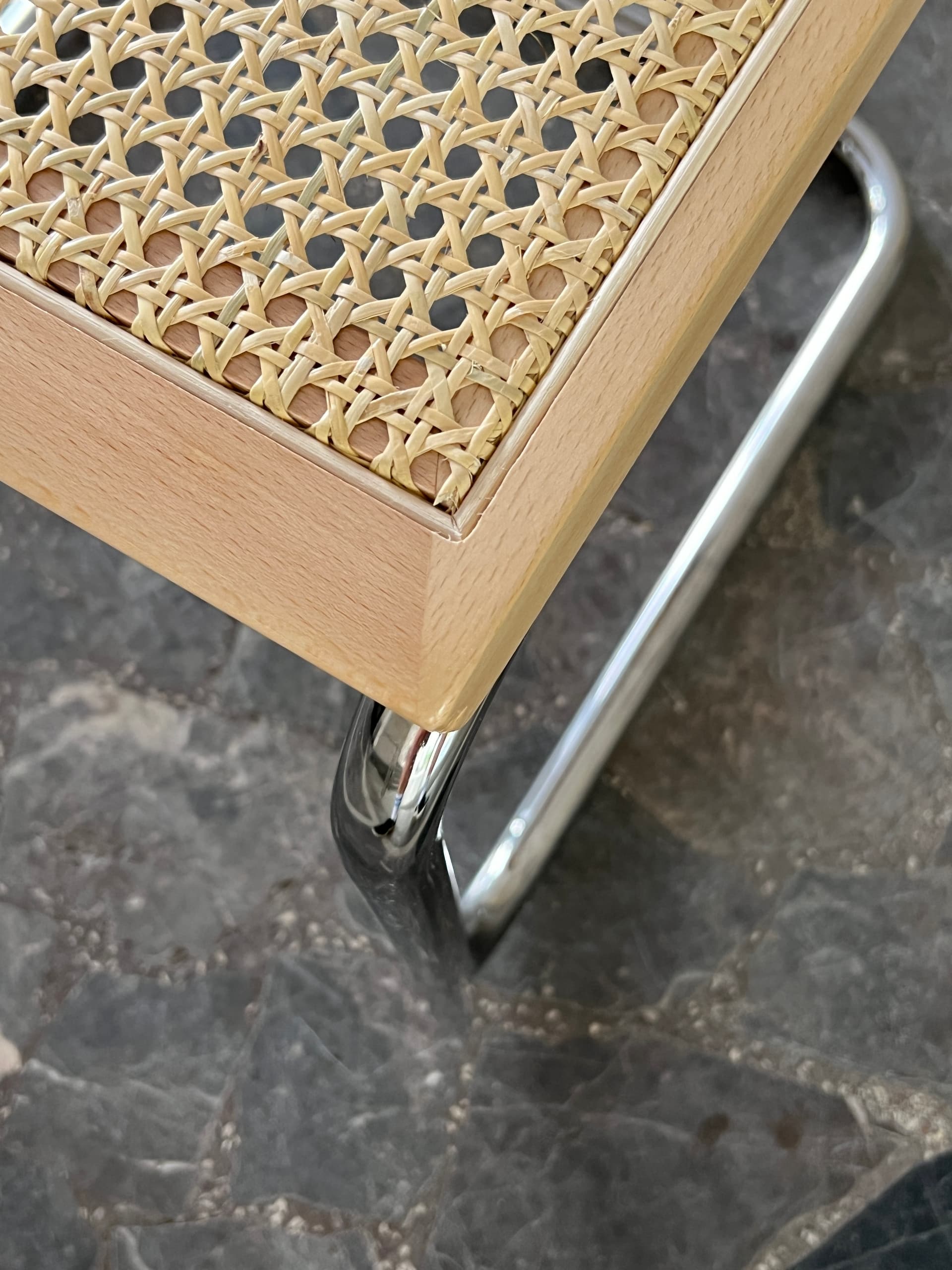 Zestaw 6 krzeseł z giętej stali wg proj. M.Breuer, Bauhaus, naturalny buk - 229045