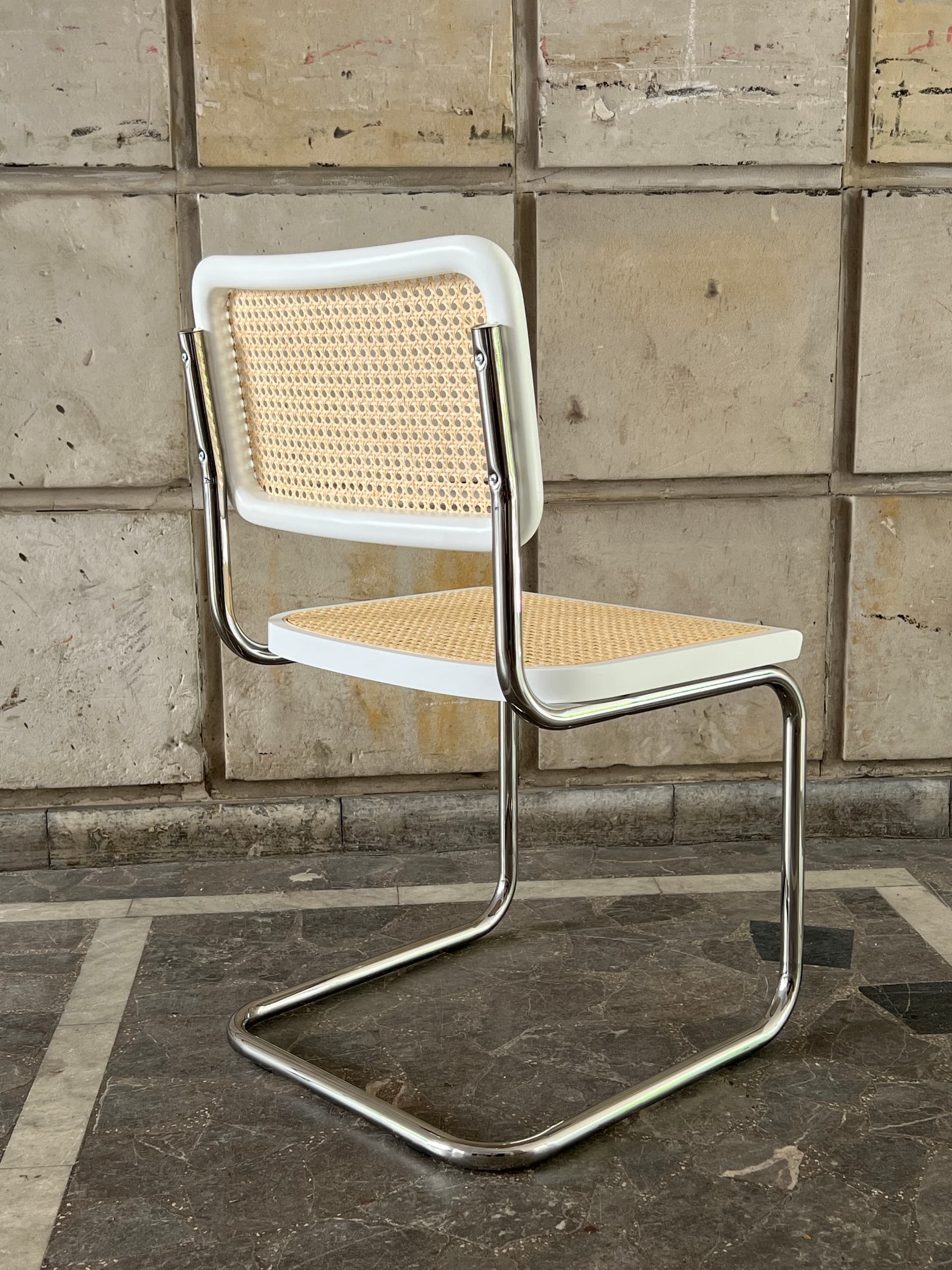 Zestaw 6 krzeseł z giętej stali wg proj. M.Breuer, Bauhaus, białe - 229062