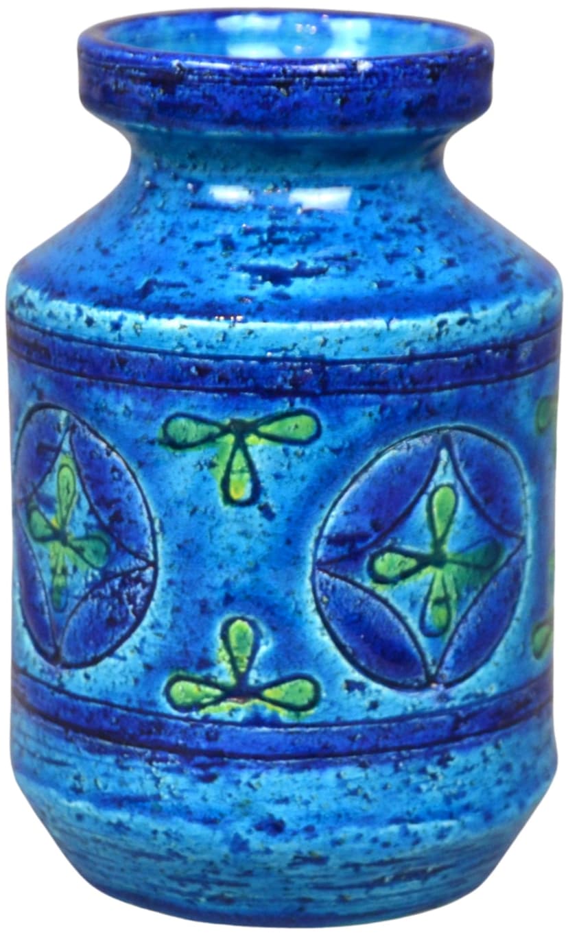 Wazon Blue Rimini, ceramika niebieska, proj. A. Londi, Bitossi, Włochy, lata 60.