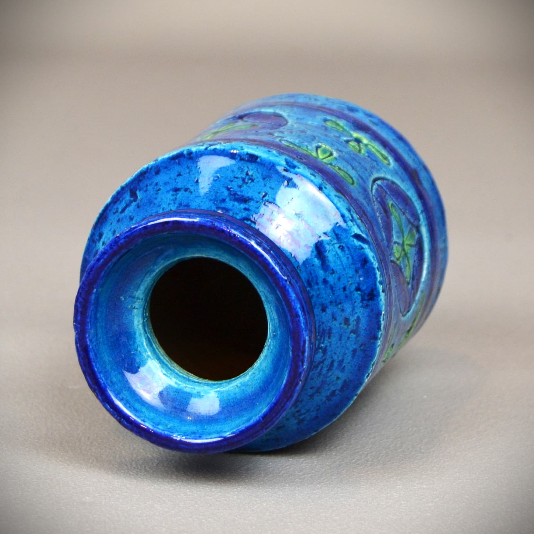 Wazon Blue Rimini, ceramika niebieska, proj. A. Londi, Bitossi, Włochy, lata 60. - 69