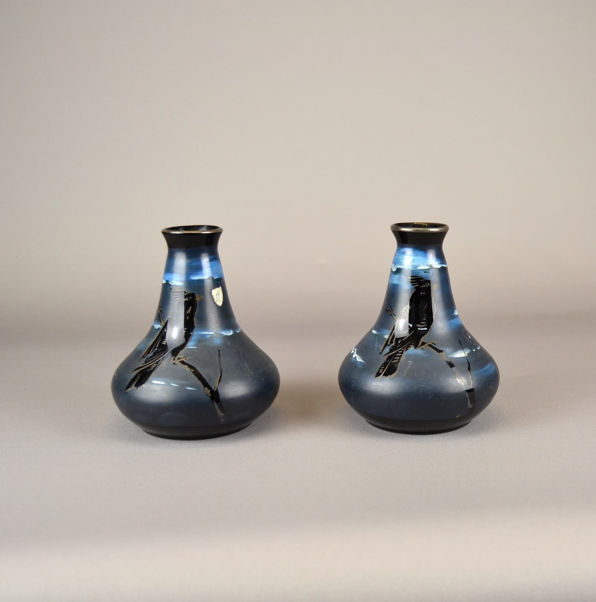 Wazon art déco, niebieski, szkło, Szwecja, początek XX w. - 1668