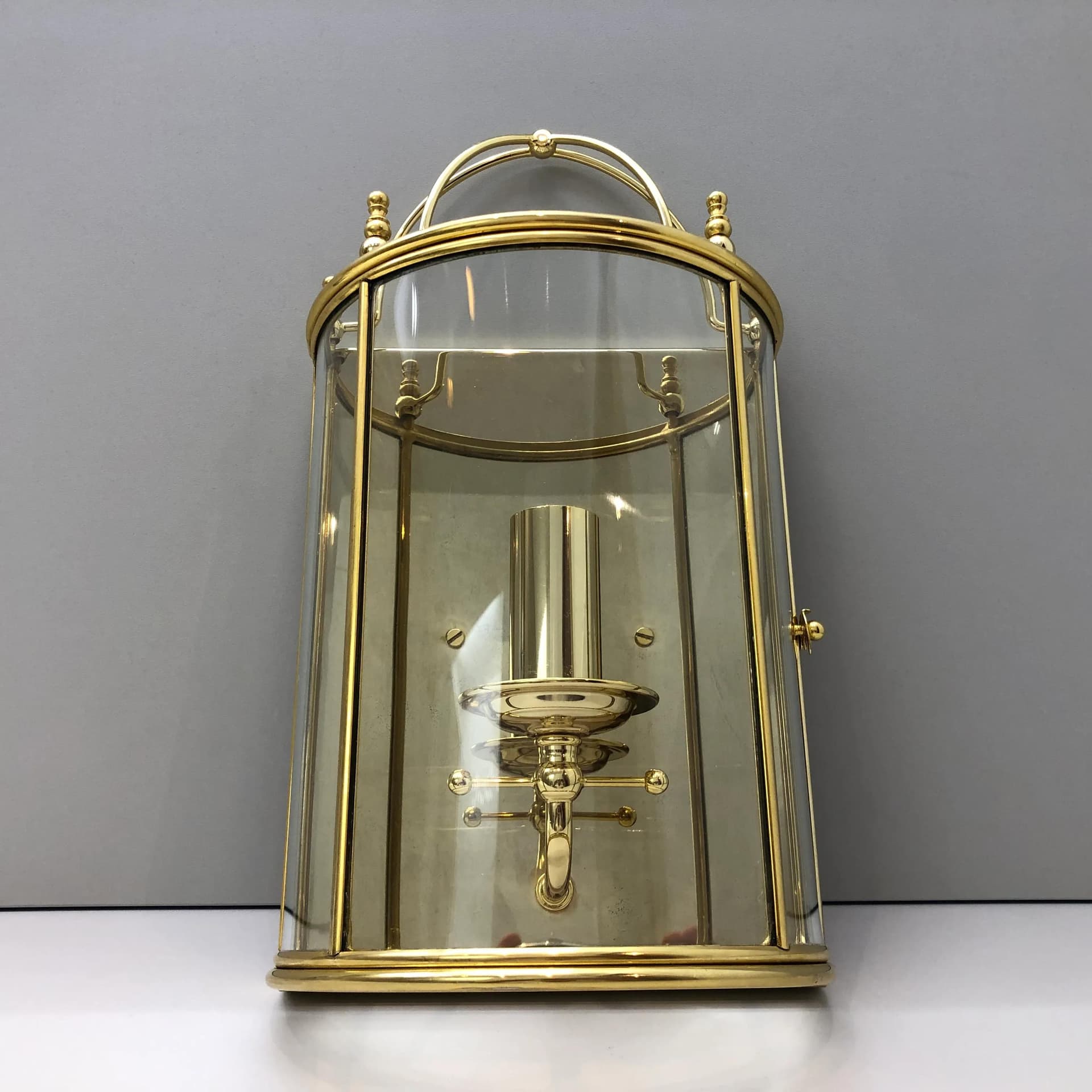 Kinkiet Art déco, złoty, mosiądz szkło, IL Fanale, Włochy, lata 90. - 16843