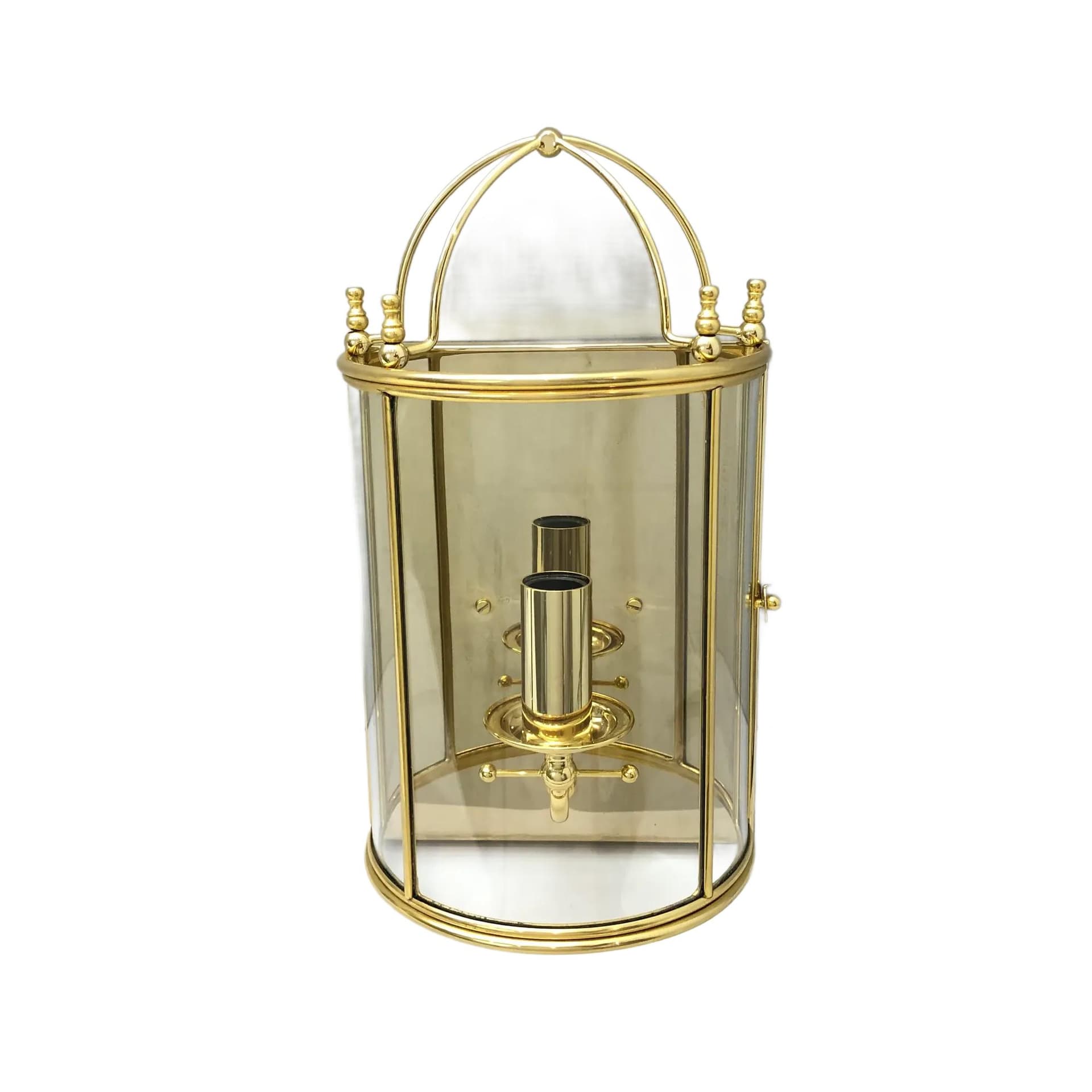 Kinkiet Art déco, złoty, mosiądz szkło, IL Fanale, Włochy, lata 90.