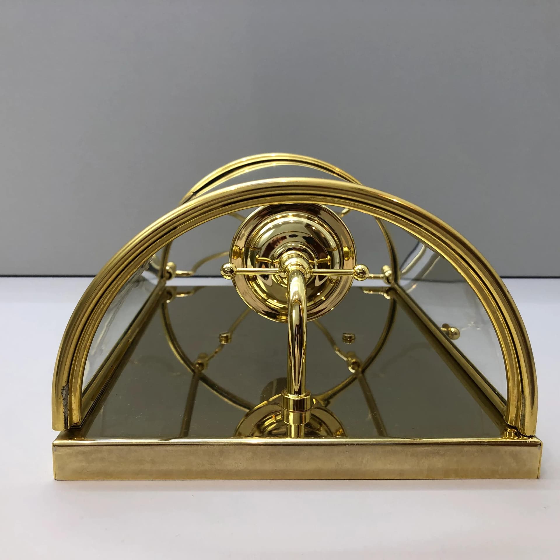 Kinkiet Art déco, złoty, mosiądz szkło, IL Fanale, Włochy, lata 90. - 16839