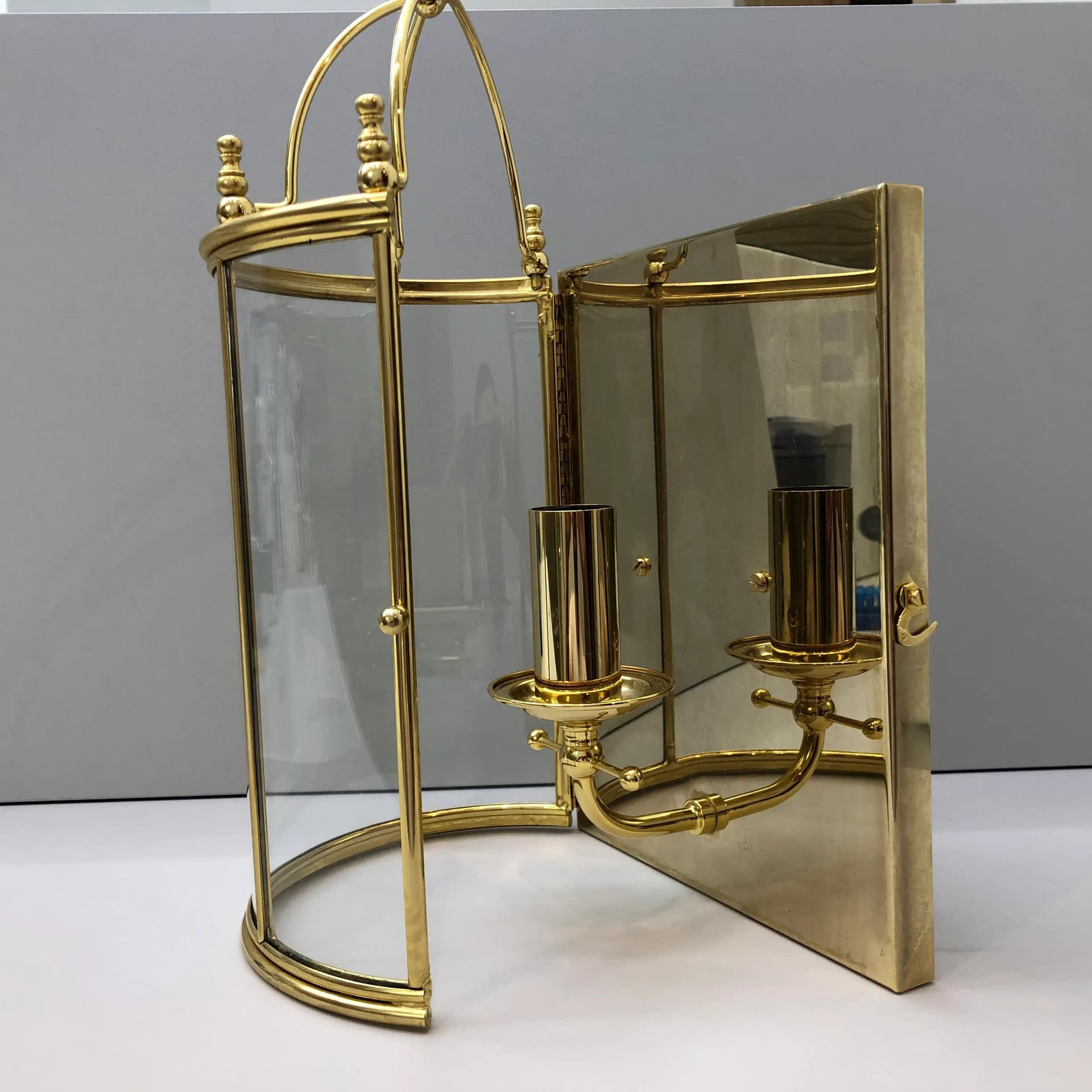 Kinkiet Art déco, złoty, mosiądz szkło, IL Fanale, Włochy, lata 90. - 16844