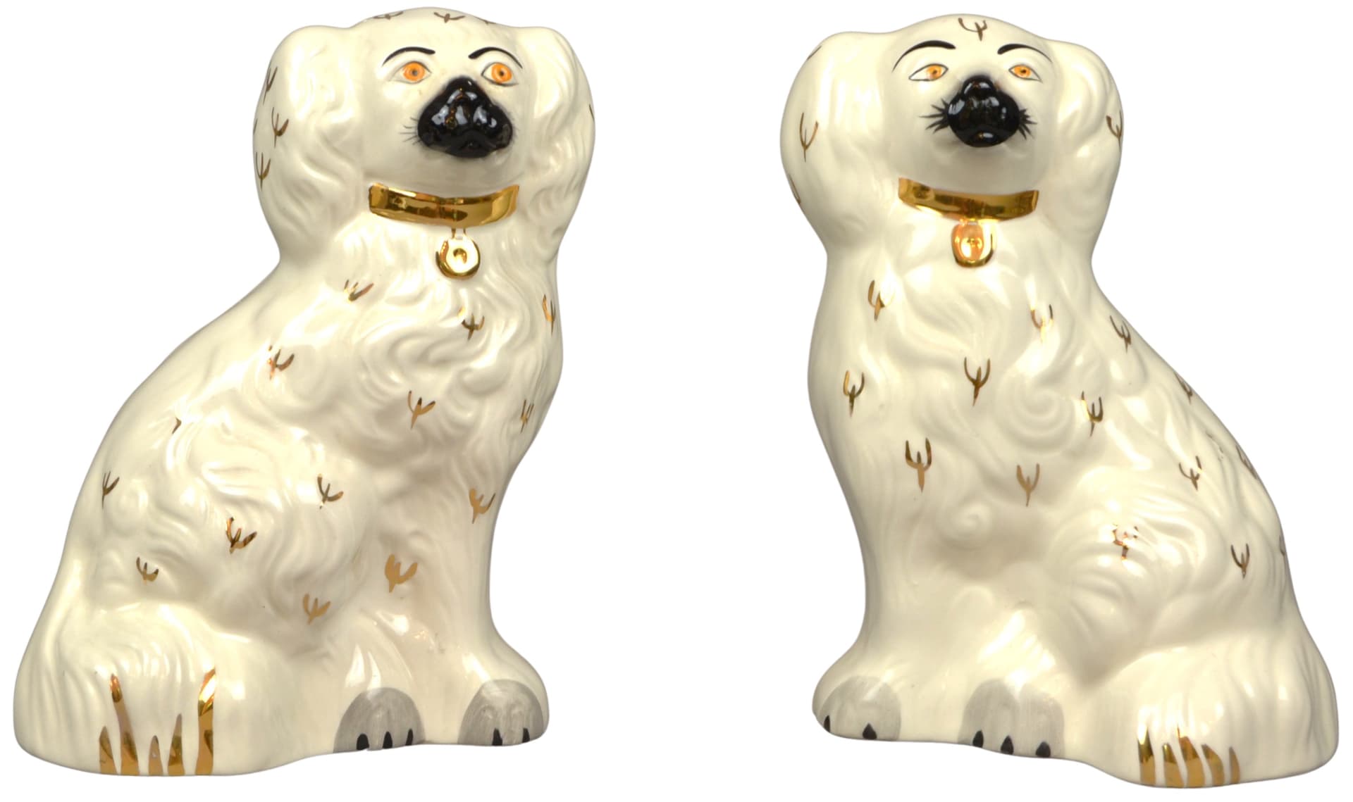 Pair of figurines King Charles Spaniel, ivory white porcelain, Beswick, 1960s.