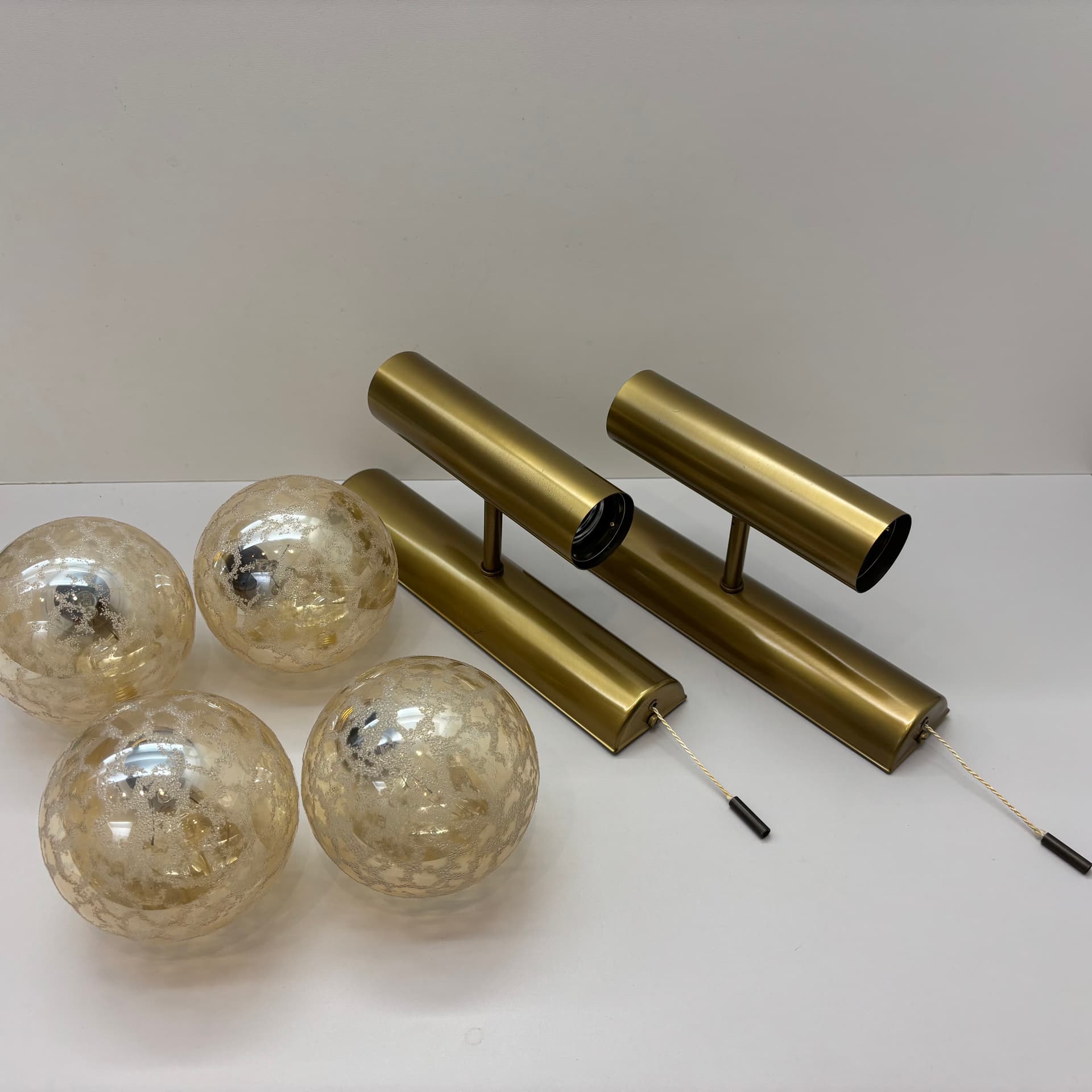 Para kinkietów, mosiądz złoty szczotkowany, Niemcy, lata 70. - 229827