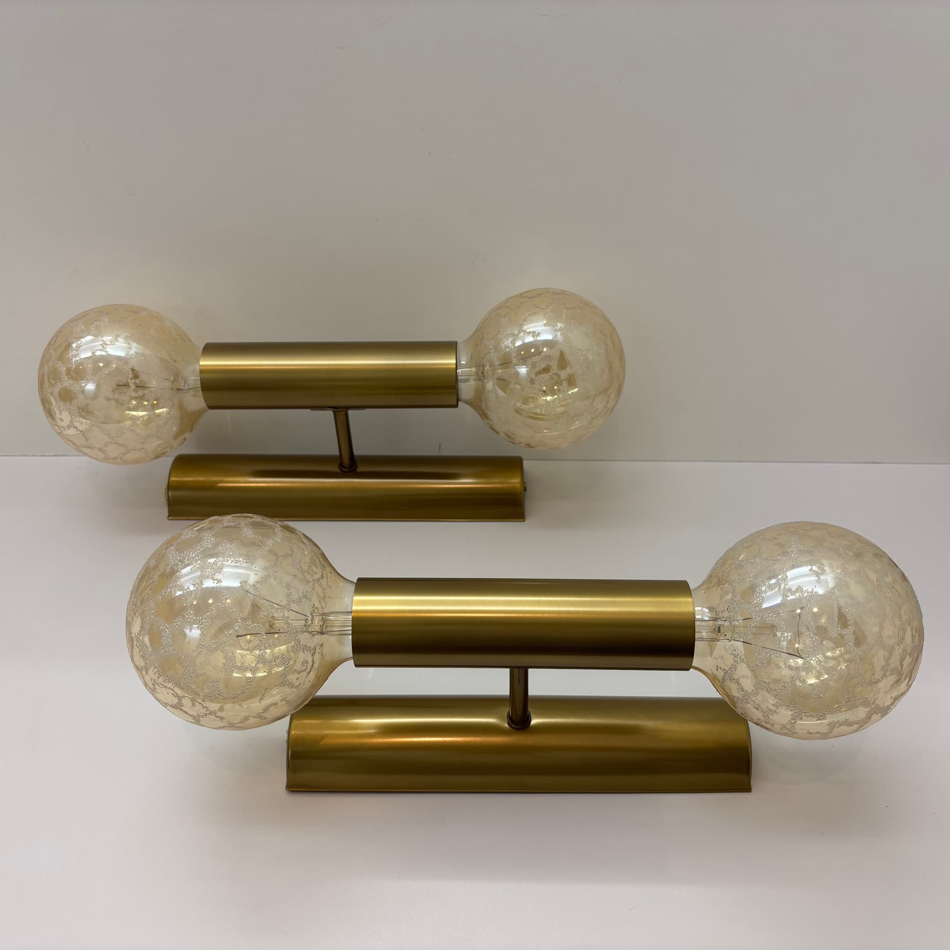 Para kinkietów, mosiądz złoty szczotkowany, Niemcy, lata 70. - 229836