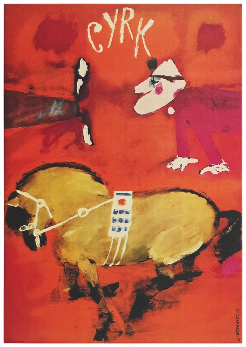 Cyrk woltyżerka (Oryginalny plakat cyrkowy), aut. M. Urbaniec, 1962