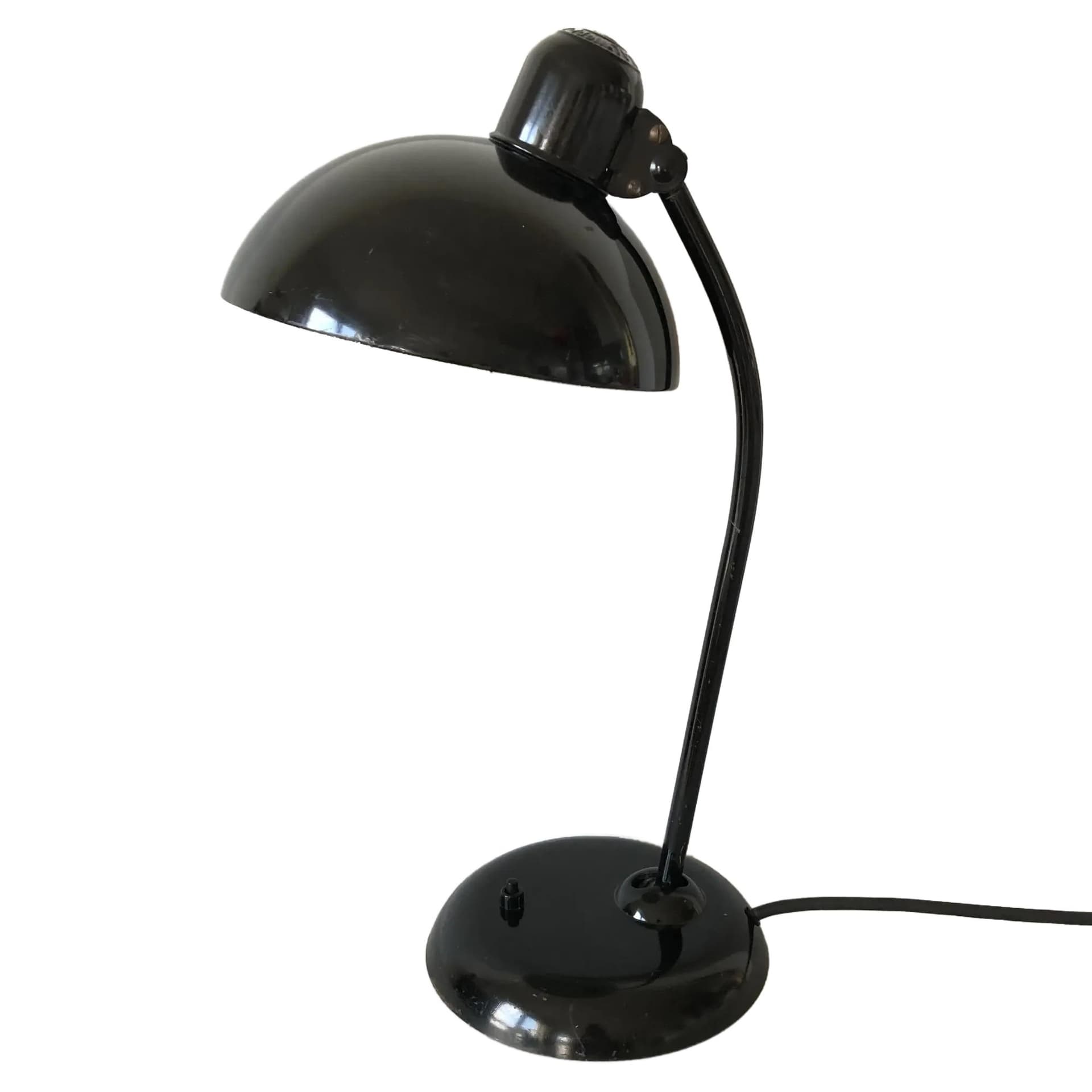 Lampa biurkowa Kaiser Idell 6556, stal czarna, proj. C. Dell, dla Fritz Hansen, Niemcy, lata 60.