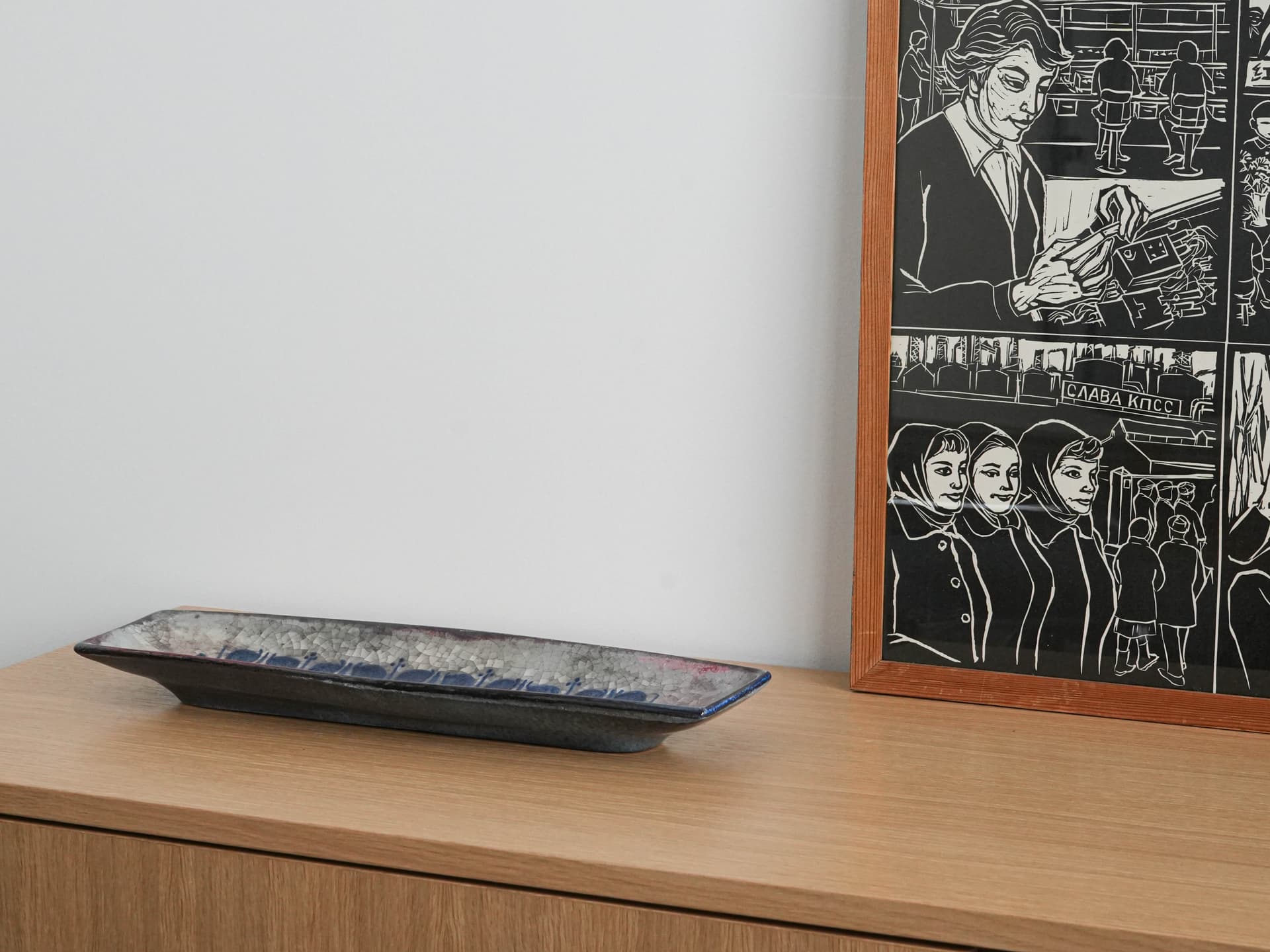 Rectangular tray, blue ceramic, by M. Starck, Michael Andersen & Søn, Denmark, 1960s. - 230164