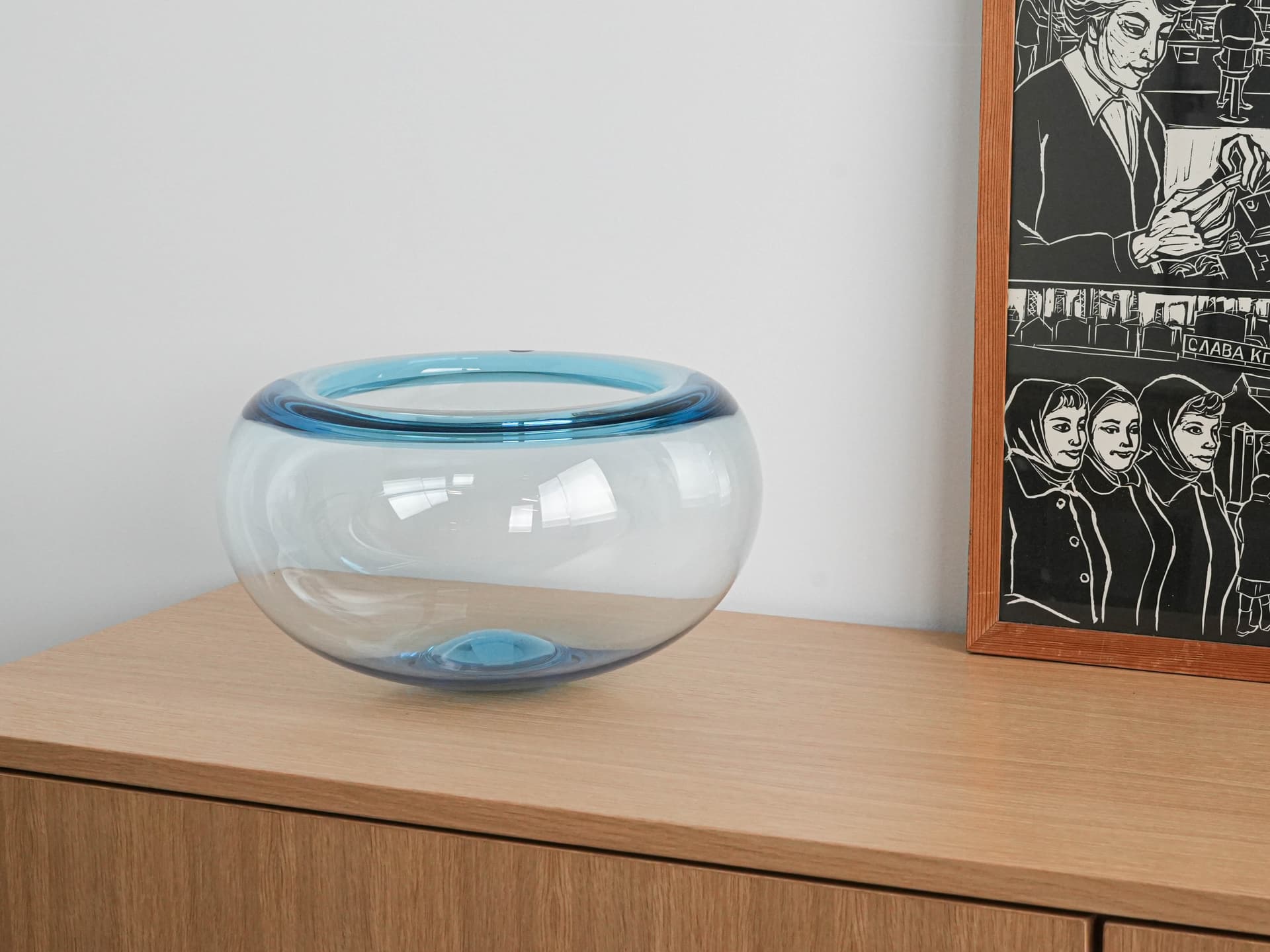 Misa Provence, niebieski, szkło, proj. P. Lütken, Royal Copenhagen, Dania, lata 50. - 230189