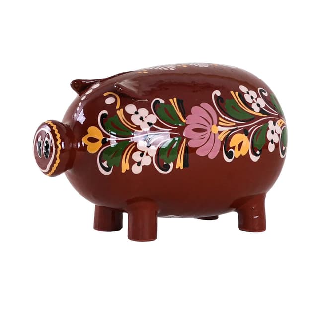 Skarbonka świnka, brąz, ceramika, Dania, lata 70. - WYMIARY