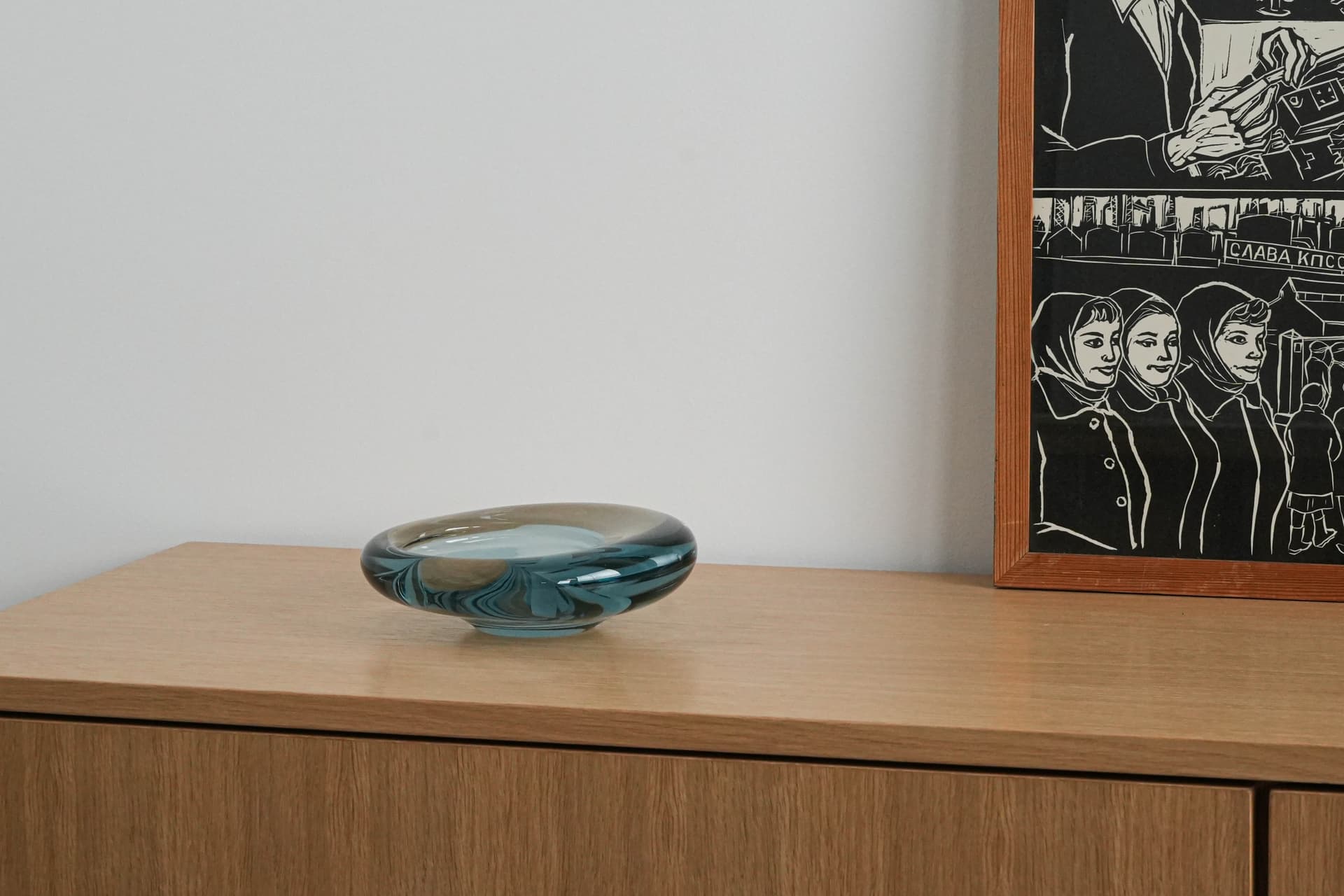 Misa, morski błękit, szkło, proj. P. Lütken, Holmegaard, Dania, lata 60. - 230329