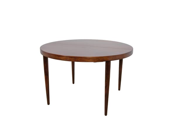 Stół jadalniany, palisander brązowy, proj. K. Kristiansen, Feldballes Møbelfabrik, Dania, lata 60. - WYMIARY