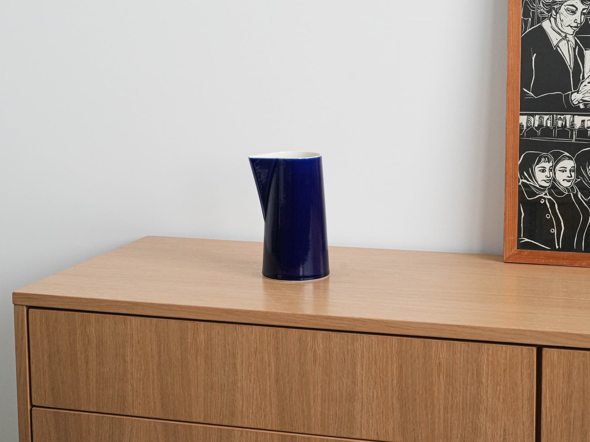 Dzbanek, granatowy, ceramika, Dania, lata 70. - 230485