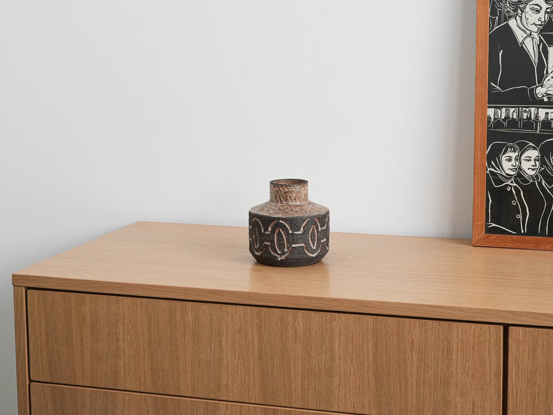 Wazon, brązowy, ceramika, Løvemose, Dania, lata 60. - 230491