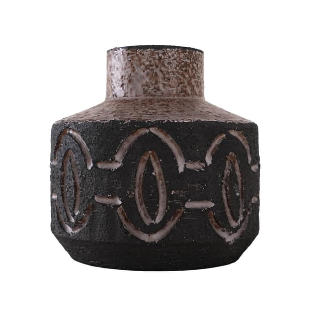 Wazon, brązowy, ceramika, Løvemose, Dania, lata 60. - WYMIARY