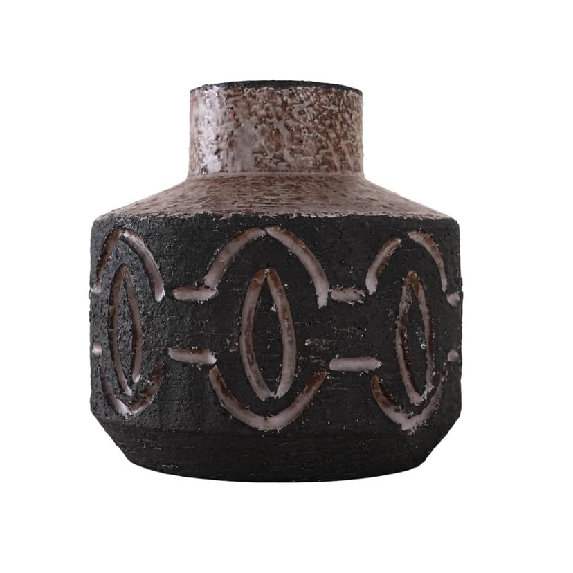 Wazon, brązowy, ceramika, Løvemose, Dania, lata 60.