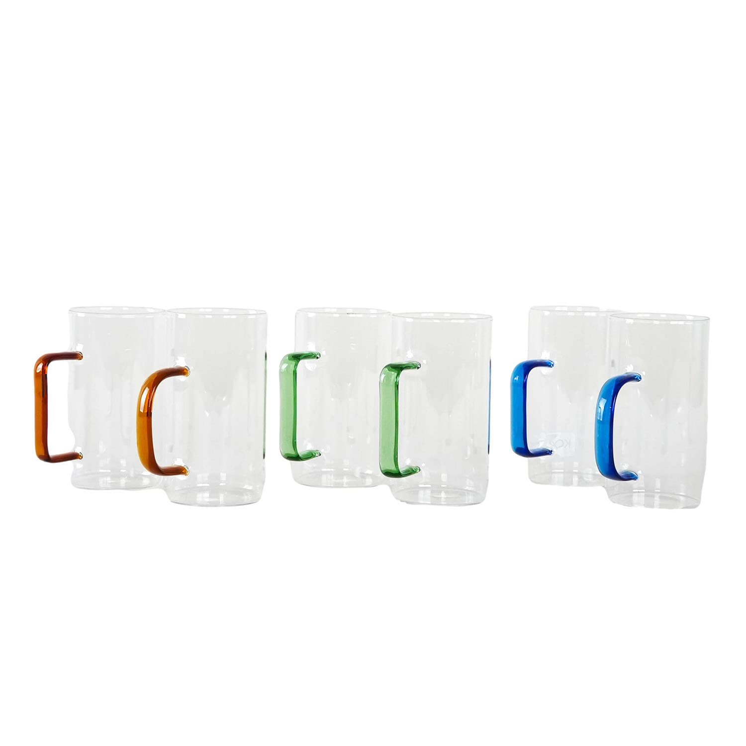 Komplet sześciu szklanek, multikolor, szkło, Dania, lata 70.