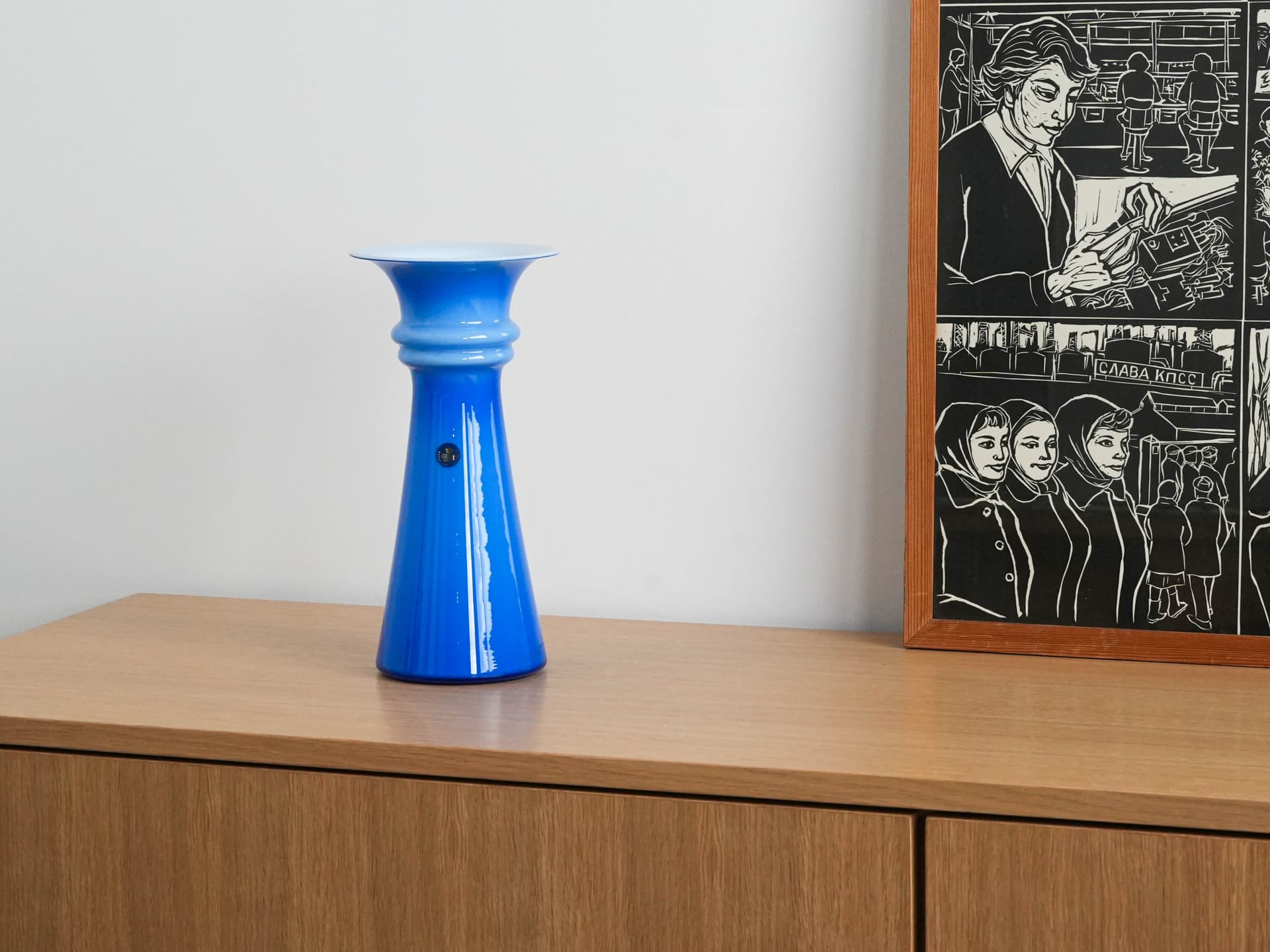 Wazon, kobaltowoniebieski, szkło, proj. M. Bang, Royal Copenhagen, Dania, lata 80. - 230557