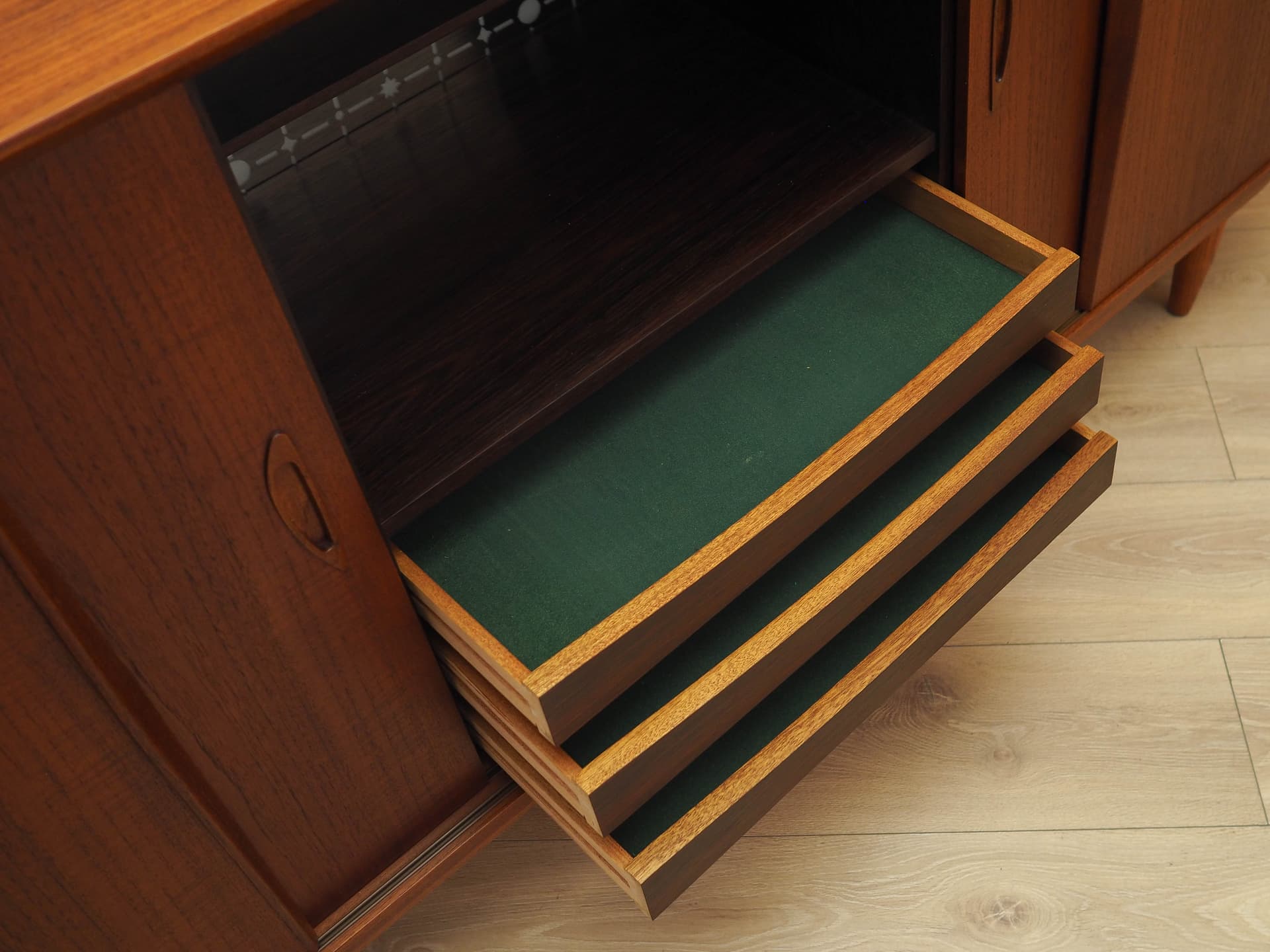 Sideboard, brązowy, teak, Dania, lata 70. - 230606