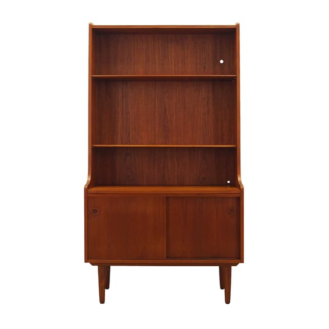 Biblioteczka, teak brązowy, proj. J. Sorth, Dania, lata 70. - WYMIARY