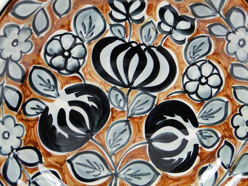 Talerz dekoracyjny, brązowy, fajans szkliwiony, proj. E. Piwek-Białoborska, Włocławek, Polska, lata 60. - 230807