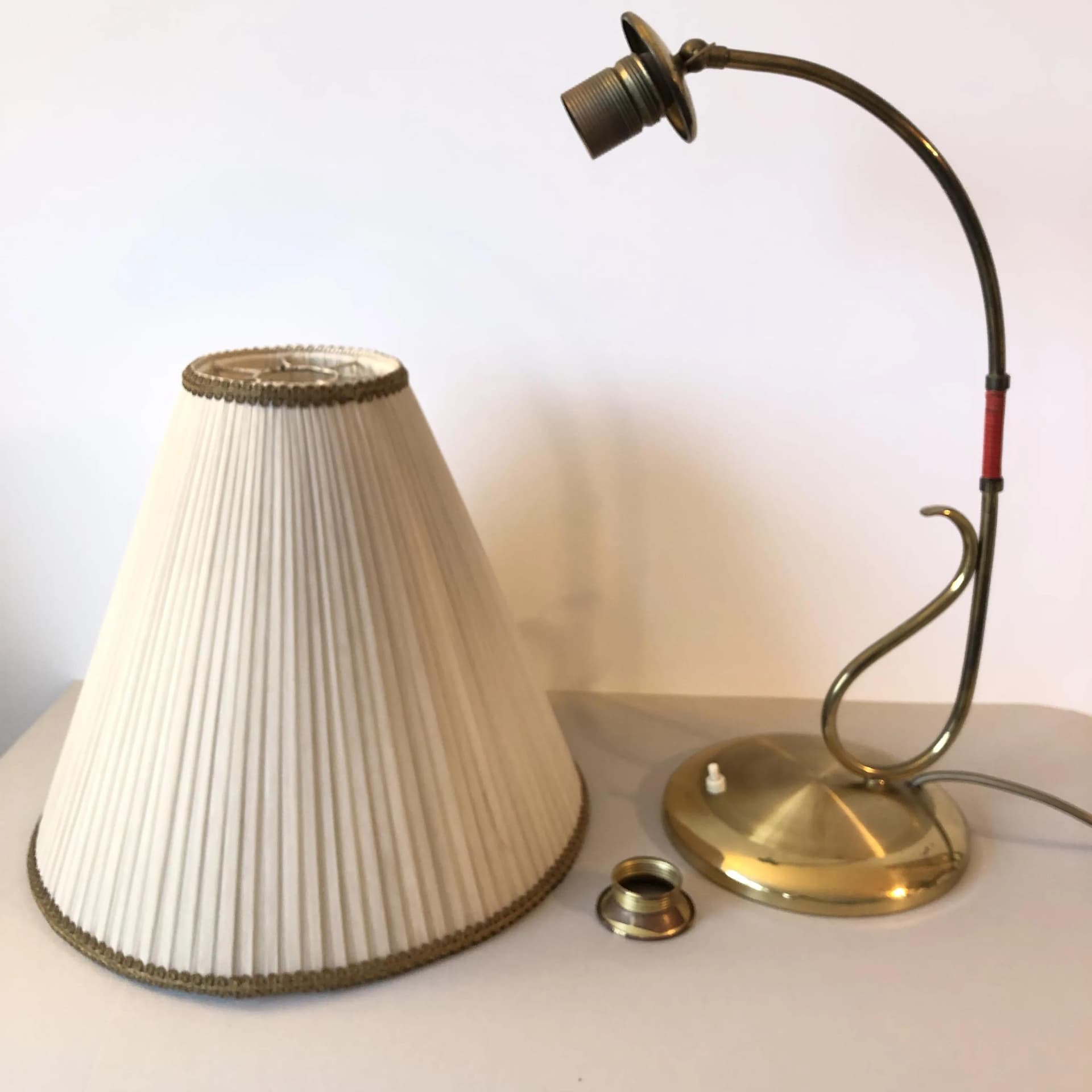 Lampa nocna, złoty, mosiądz, Francja, lata 60. - 17718