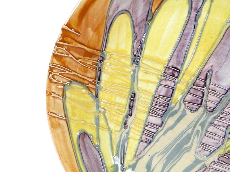 Patera dekoracyjna Kora, brązowy, fajans szkliwiony, proj. E. Piwek-Białoborska, Polska, lata 60. - 230871